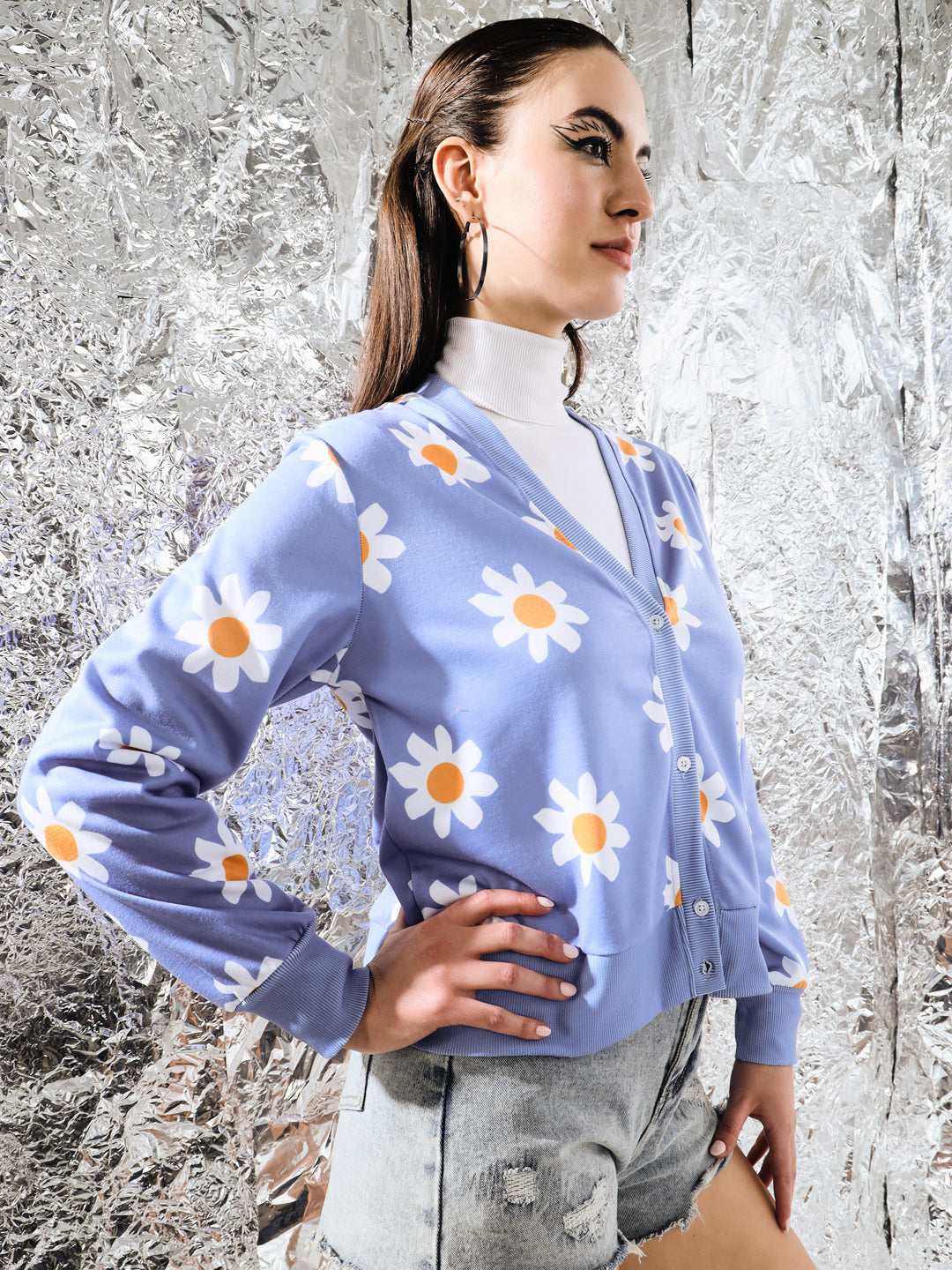 TANDUL Women Printed V Neck Multicolor Sweater