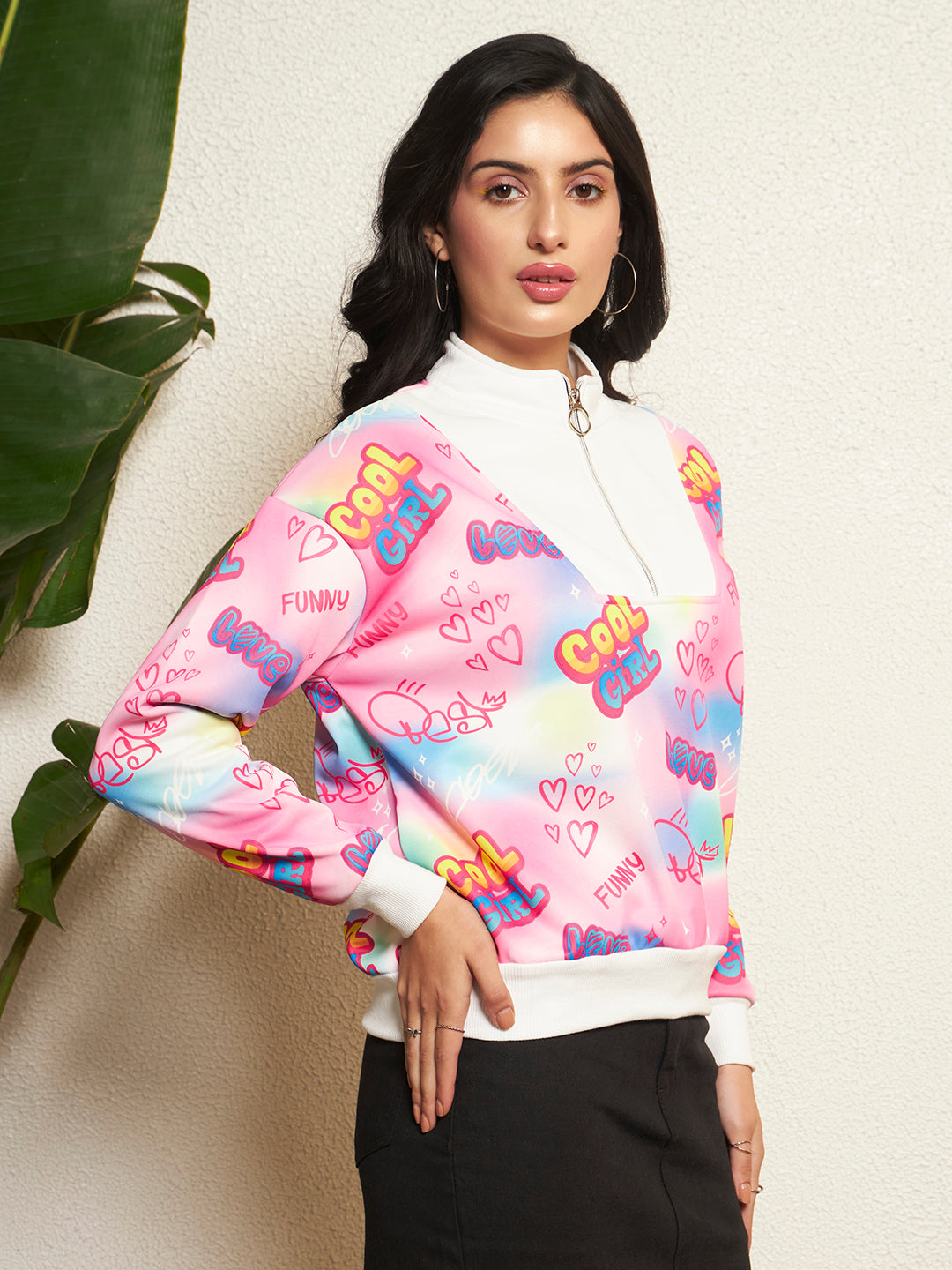 TANDUL Women Vibrant Pink Sweatshirt