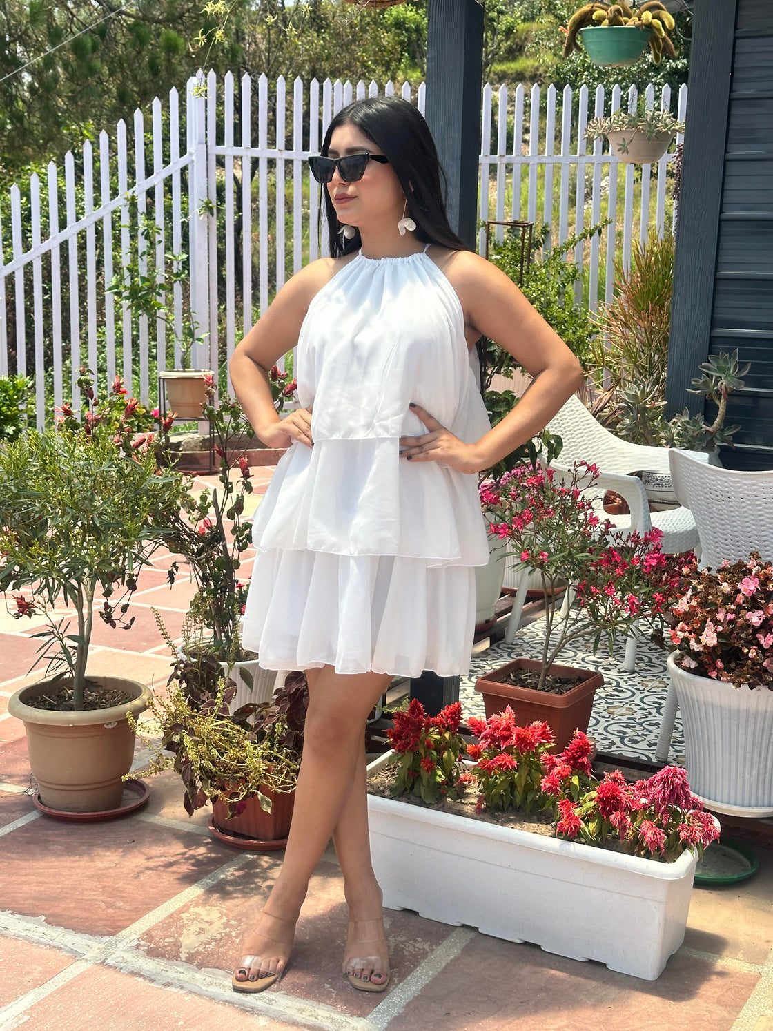 TANDUL Women White Georgette Dress