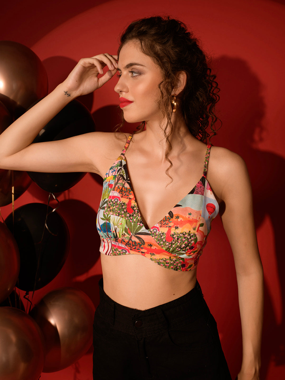 TANDUL  Casual Sleeveless Printed Women Multicolor Top