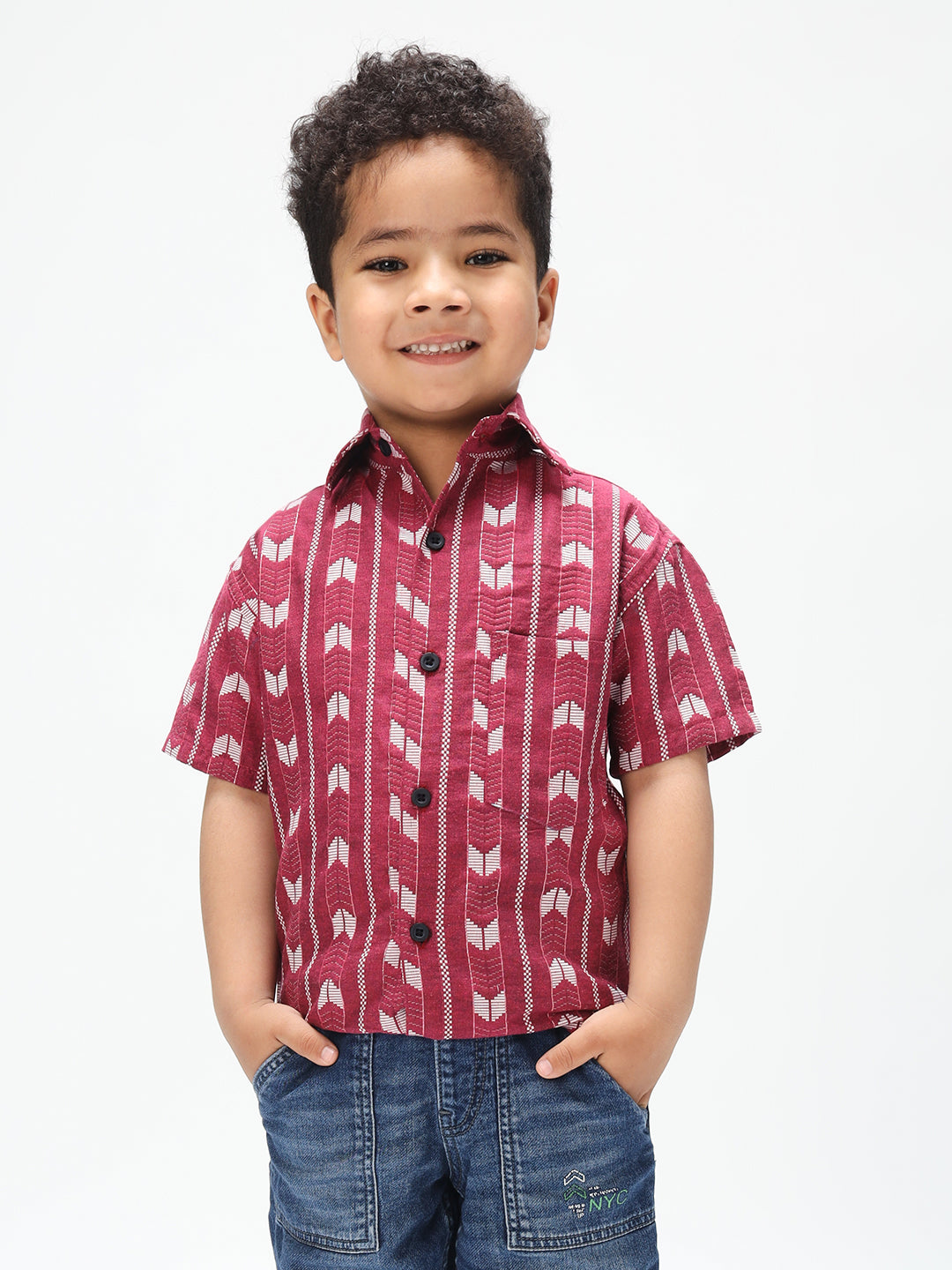 Boys Stylish Pink Shirt Printed Casual Shirt