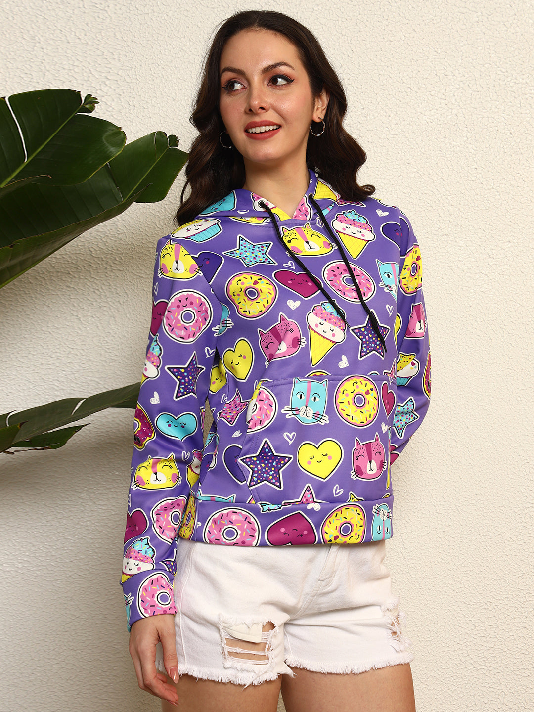 TANDUL Women Purple Printed Hoodie