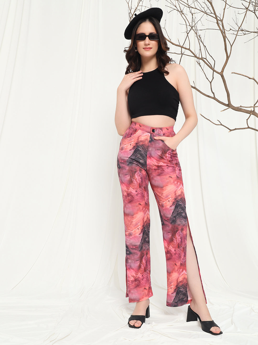 TANDUL  Women Regular Fit Pink Lycra Blend Trousers