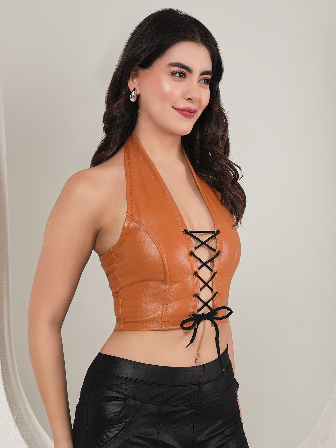 TANDUL Casual Solid Women Brown Top