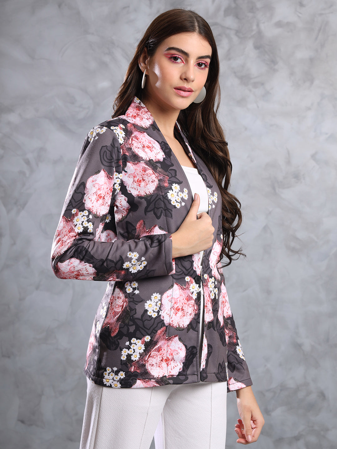 TANDUL  FLEECE BLEND Printed Coat For Women