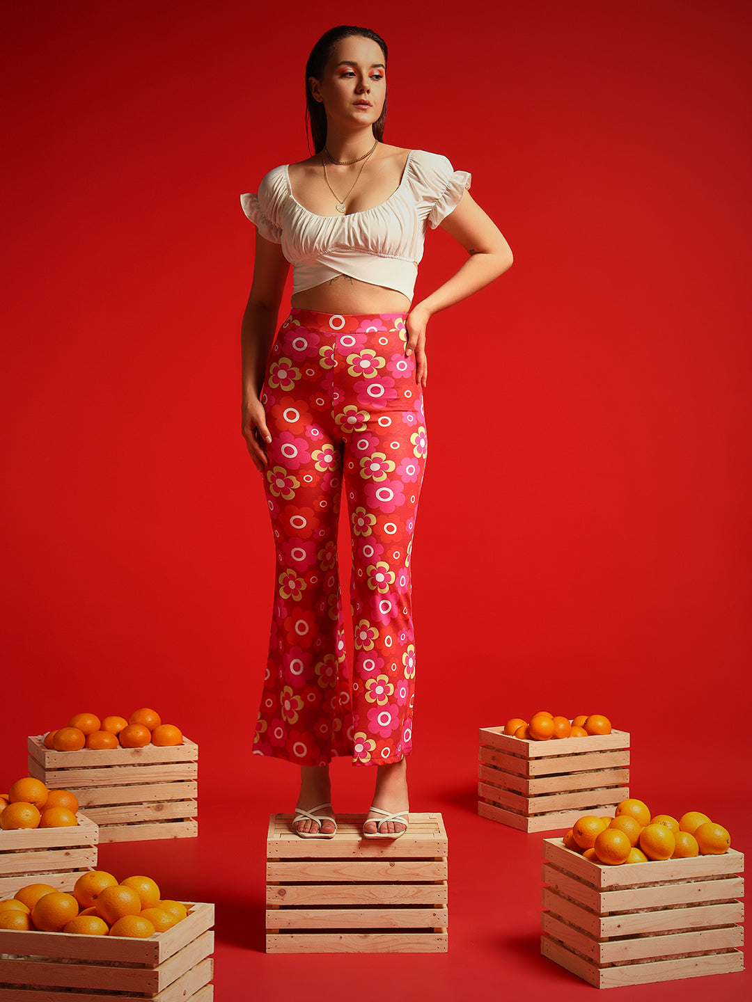 TANDUL  Women Regular Fit Red Lycra Blend Trousers