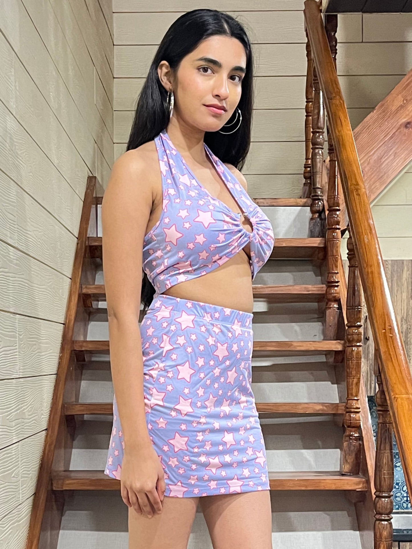 TANDUL Women Stunning Pink Star Co-ord Set