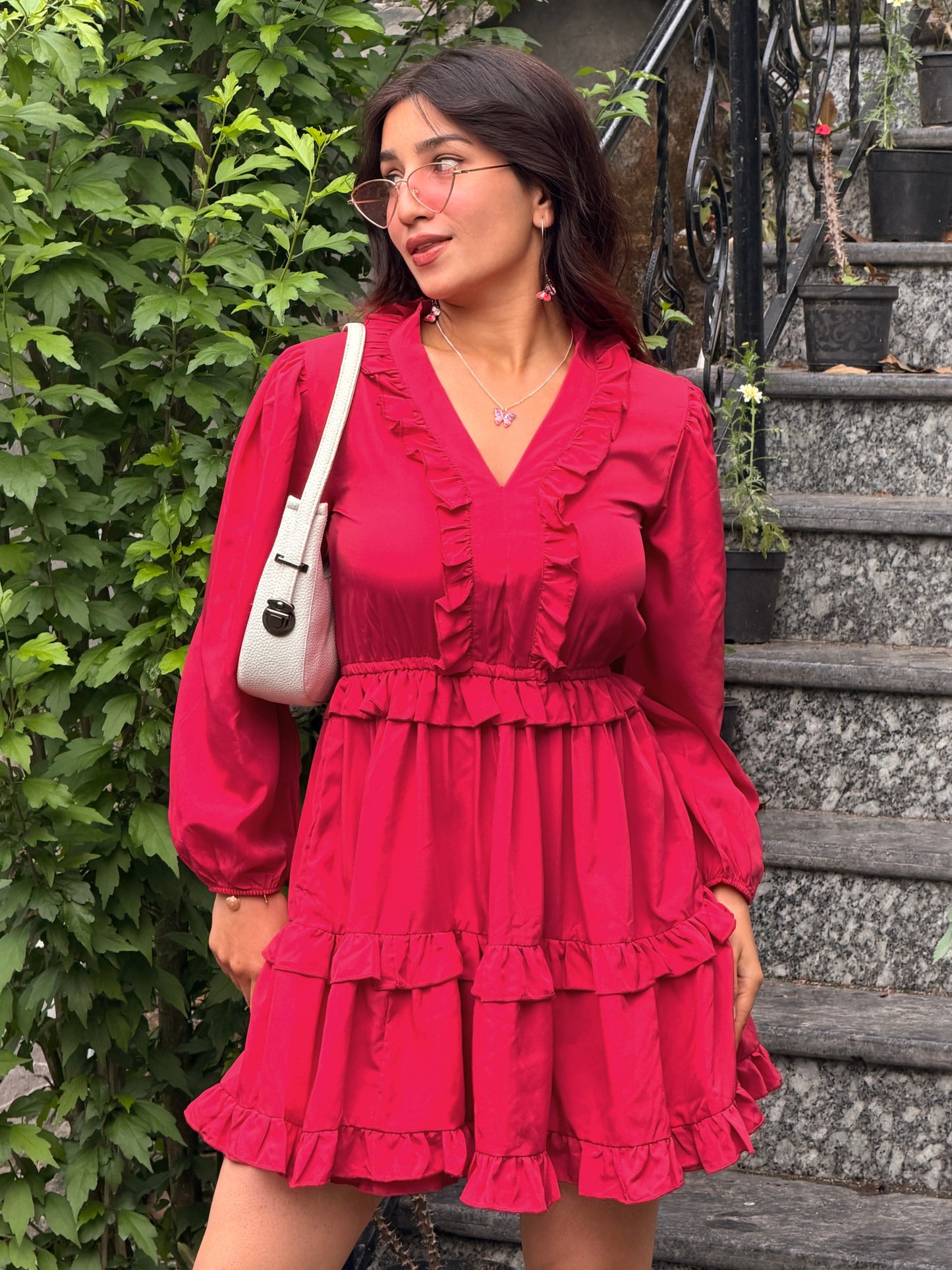 TANDUL Women Fuchsia Pink Flared Dress