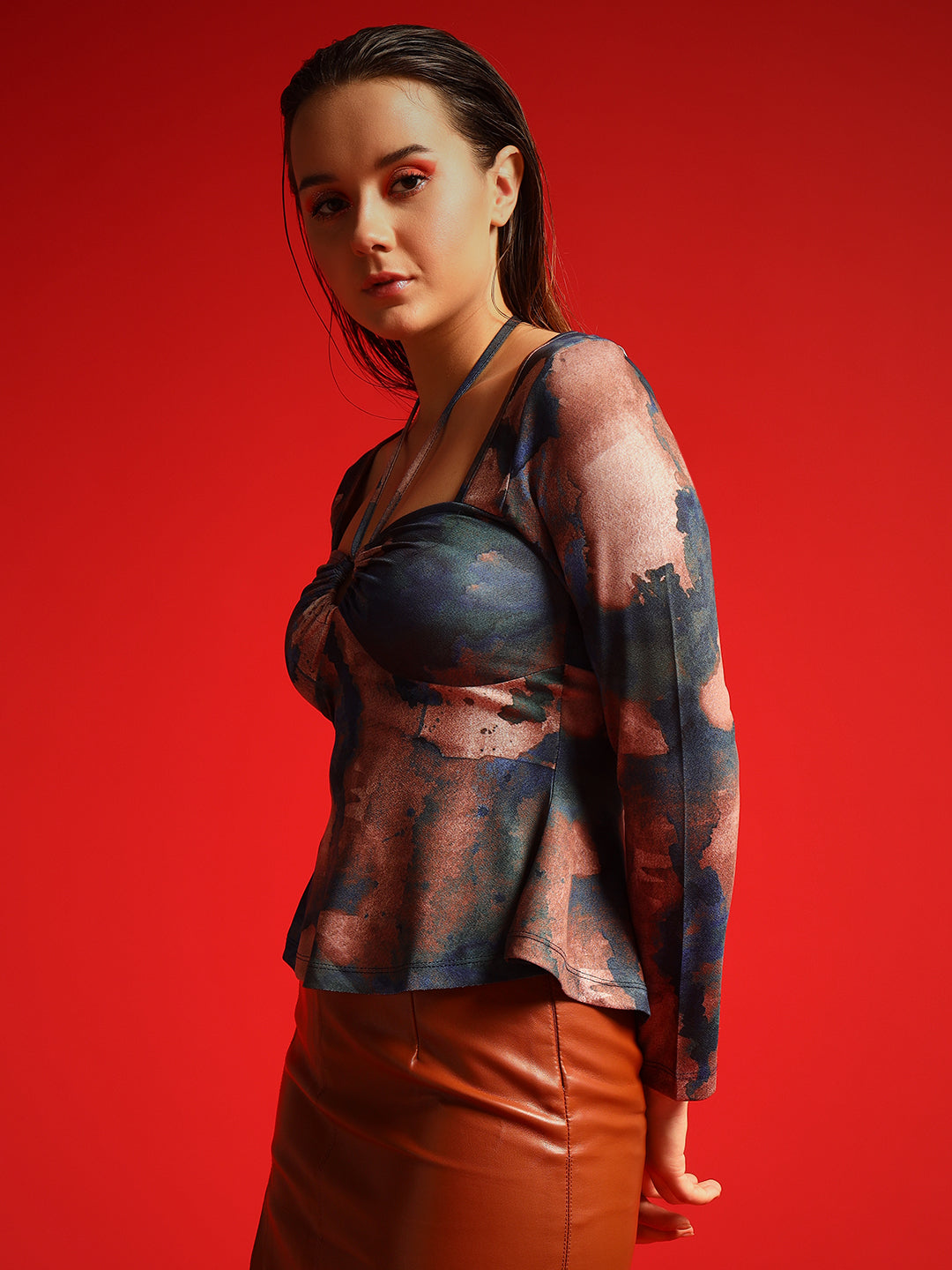 TANDUL  Casual Regular Sleeves Printed Women Brown Top