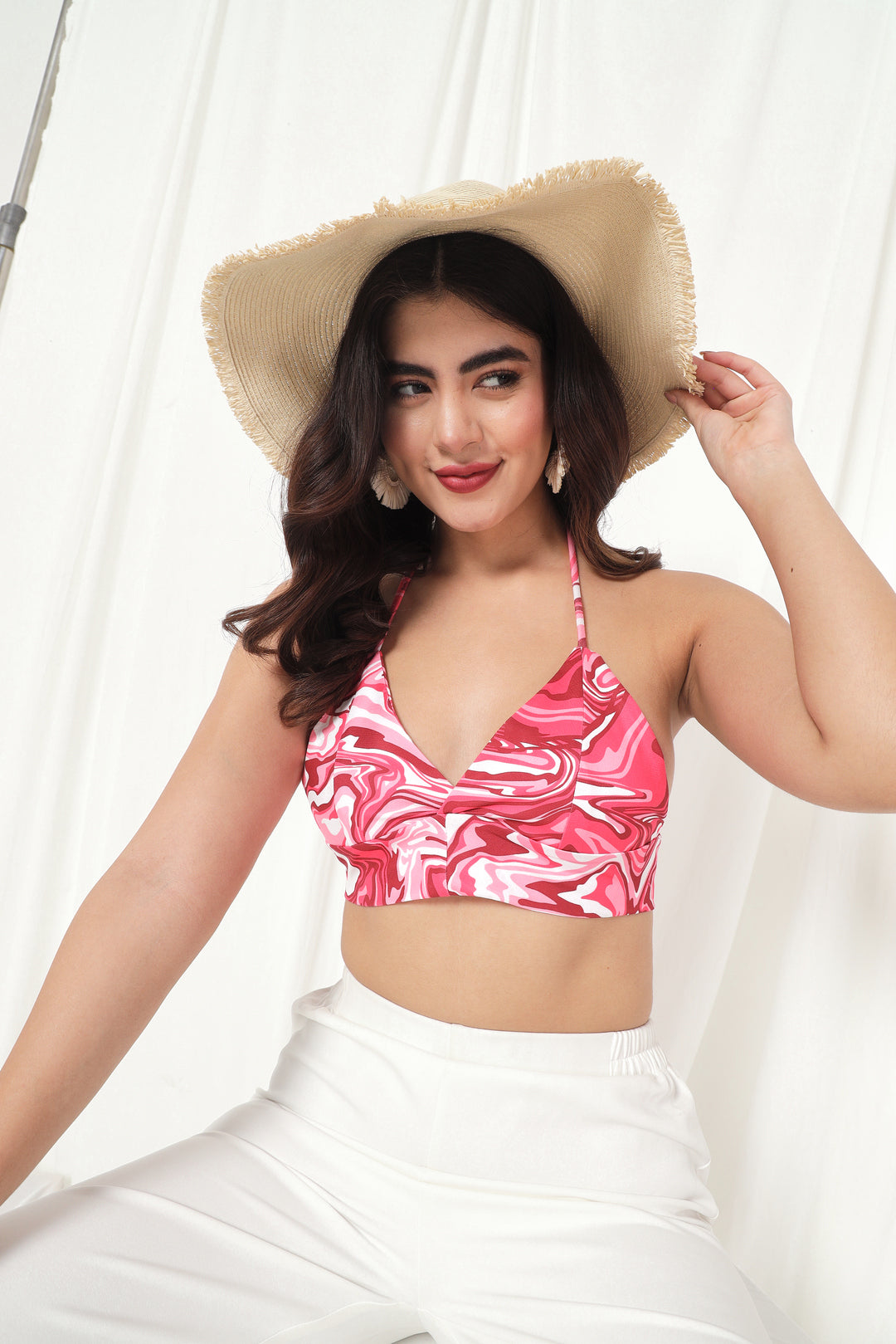 TANDUL  Casual Sleeveless Printed Women Pink Top