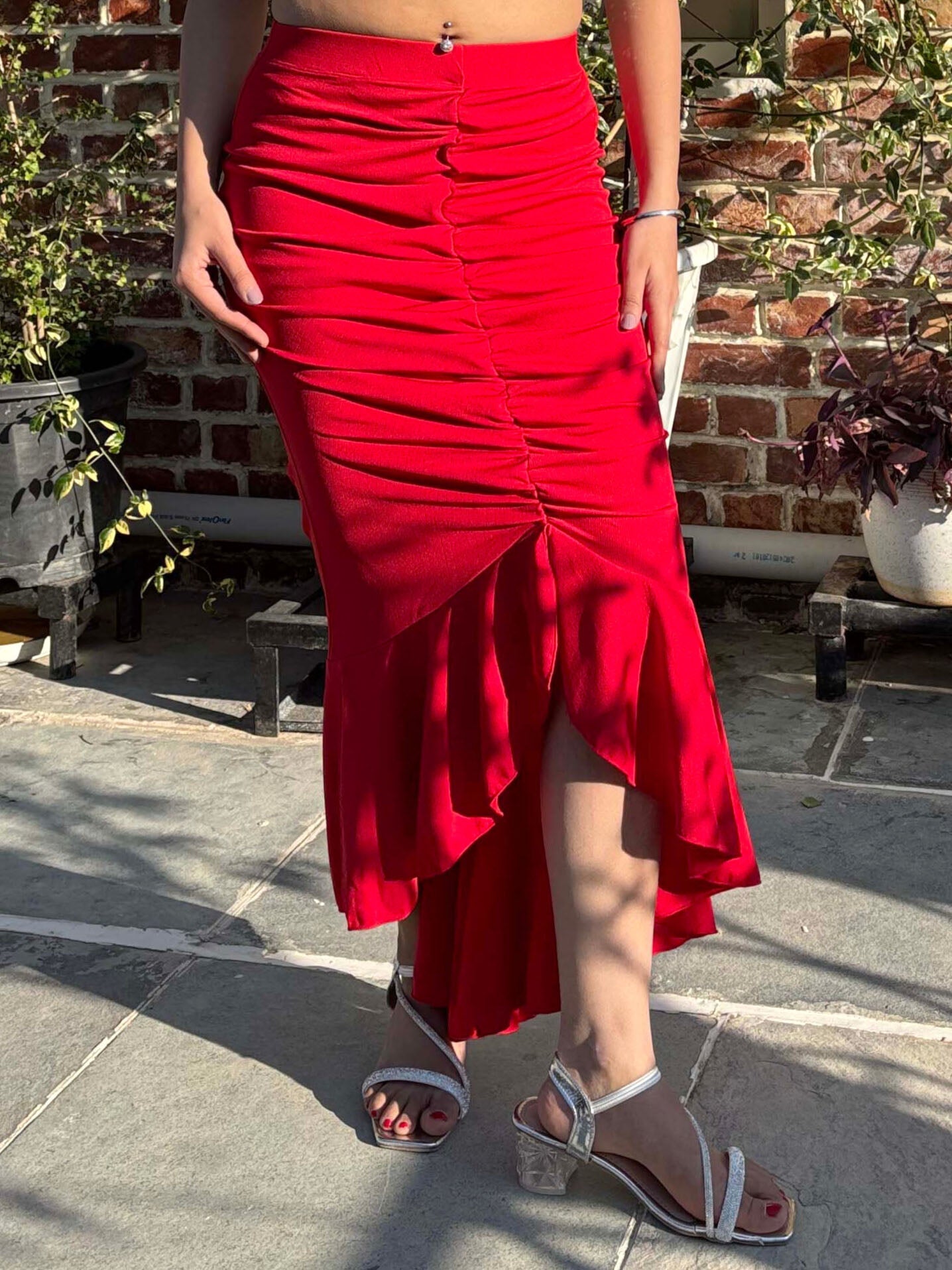 TANDUL Women Stunning Red Skirt