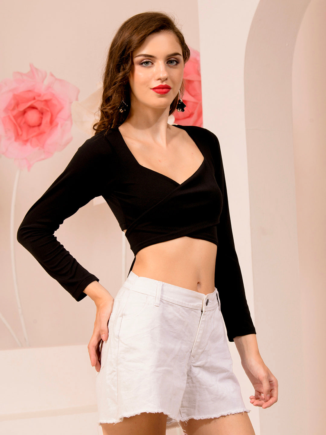 TANDUL  Casual Regular Sleeves Solid Women Black Top