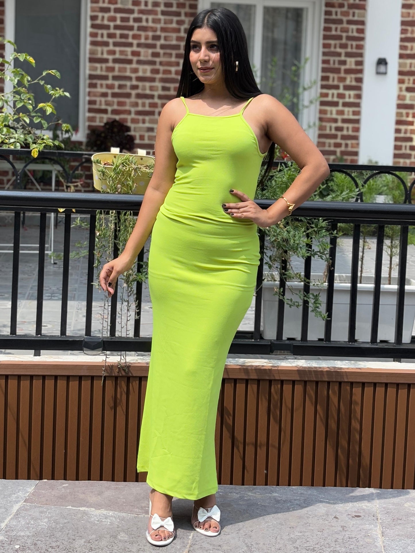 TANDUL Women Solid Neon Green Dress