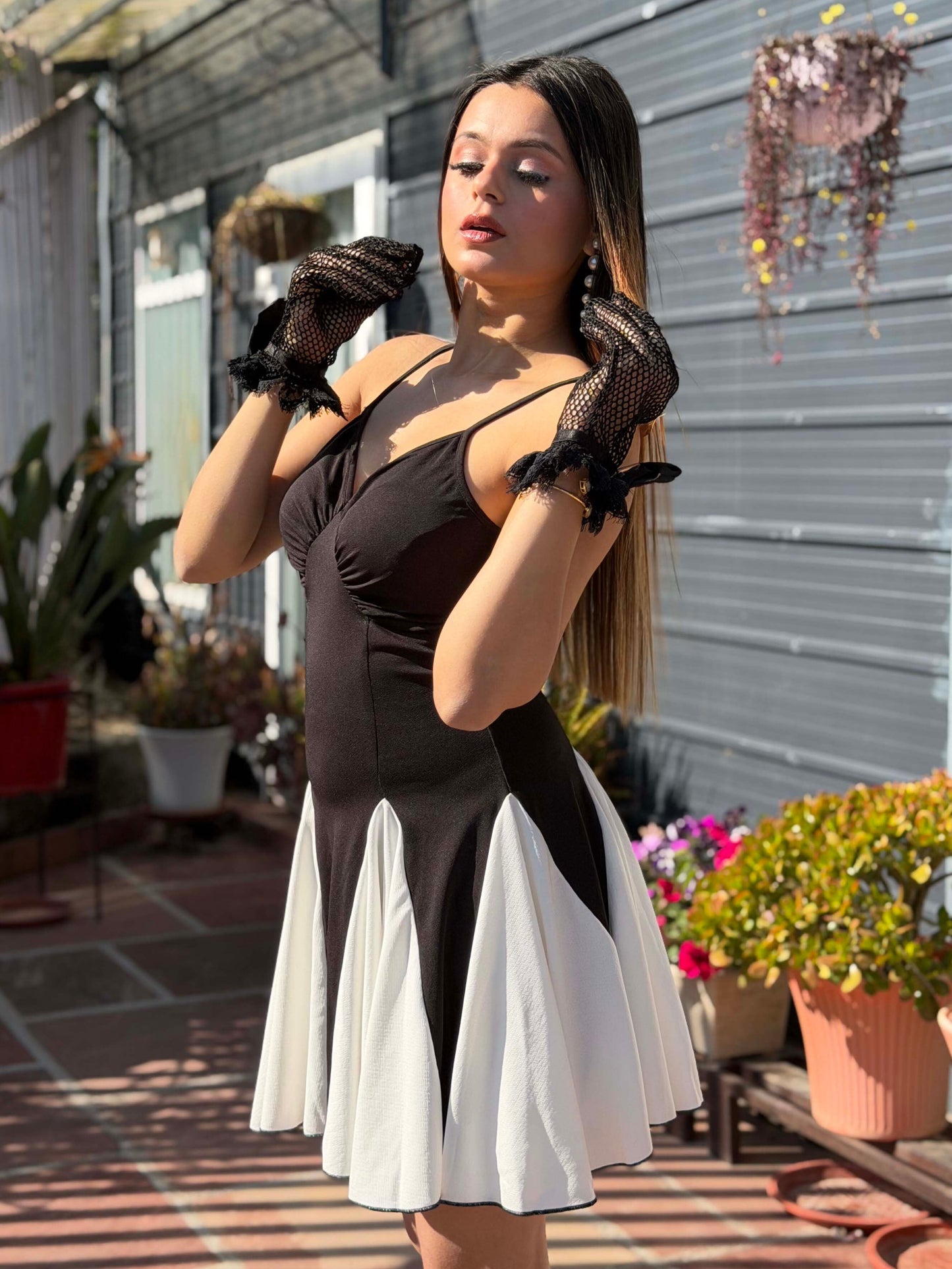 TANDUL Women Black and White Dress