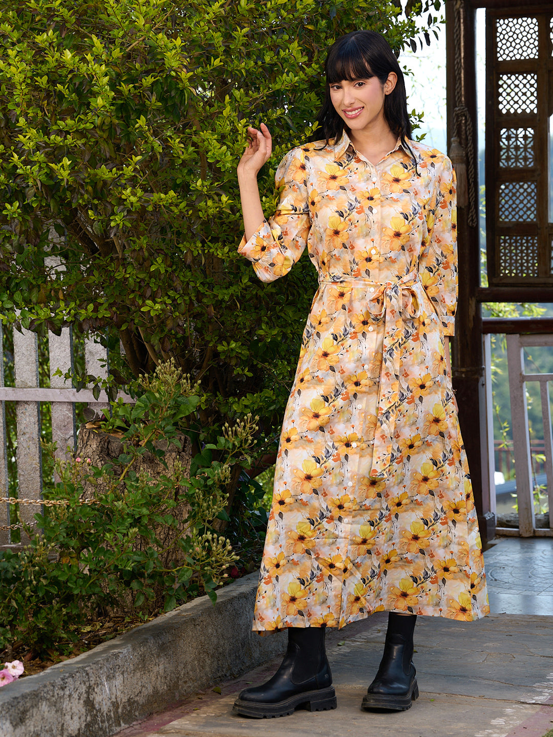 TANDUL Women Yellow Floral Printed Dress