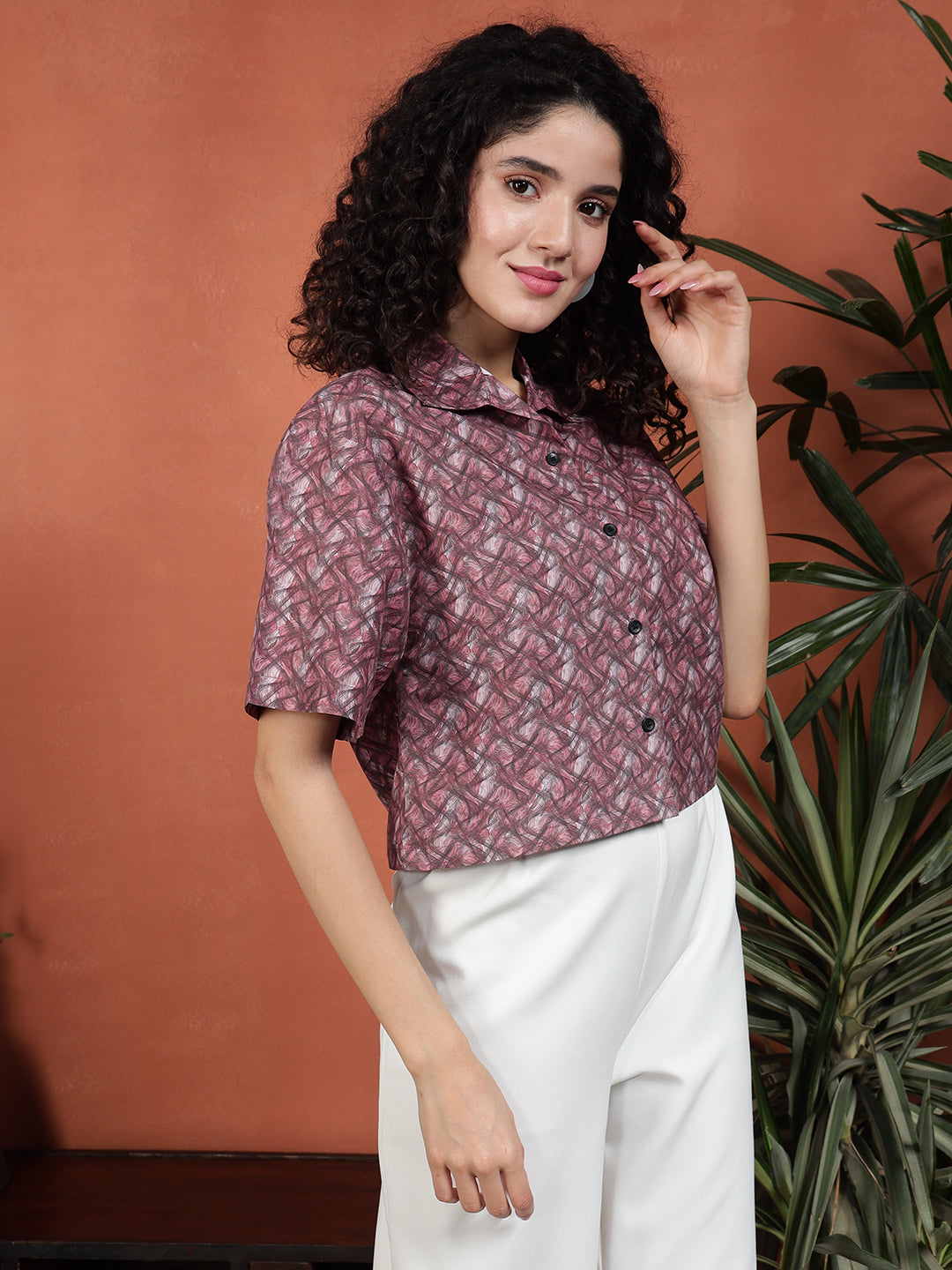 TANDUL Women Printed Burgundy Color Shirt