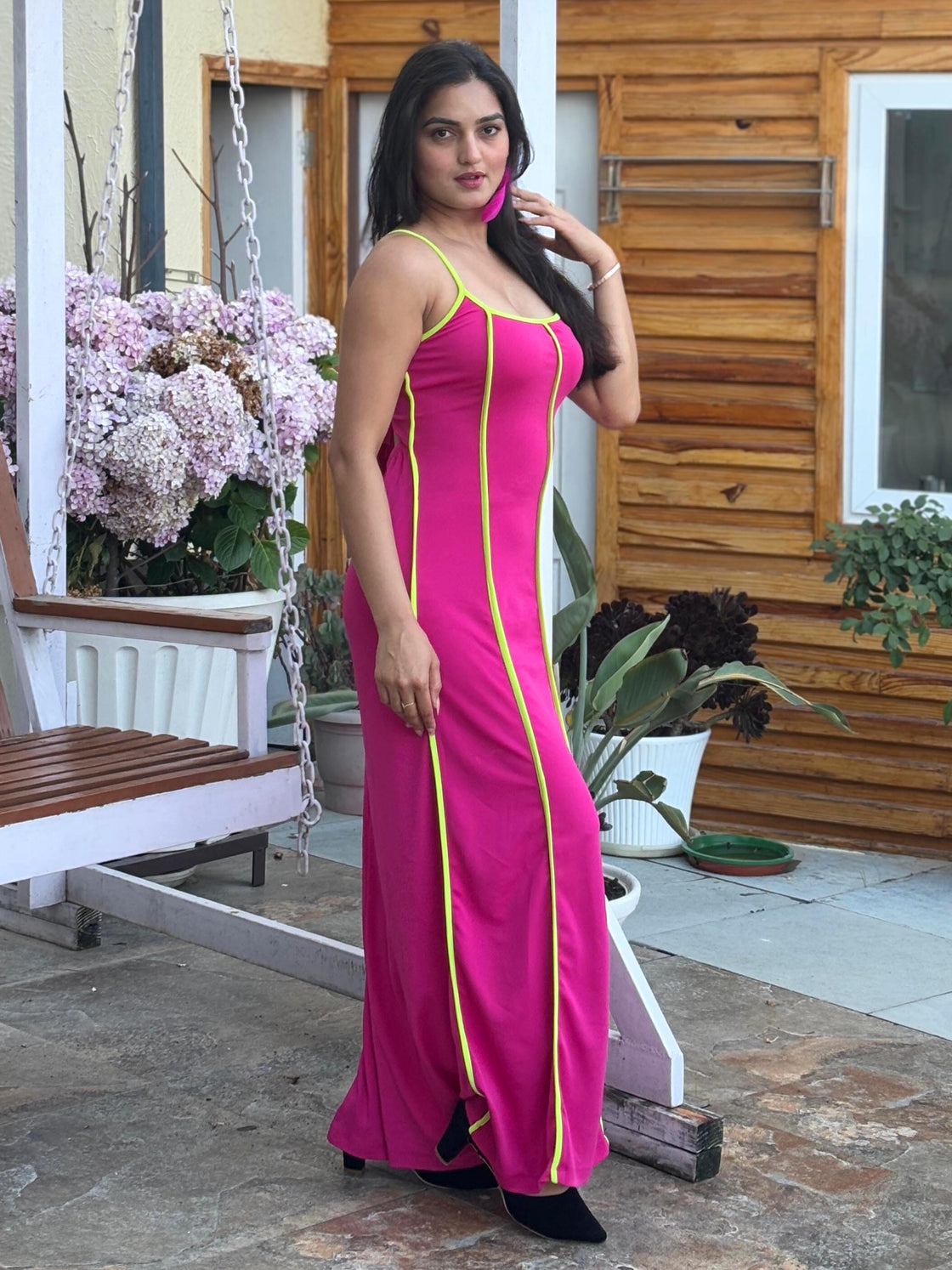 TANDUL Women Stunning Fuchsia Pink Dress