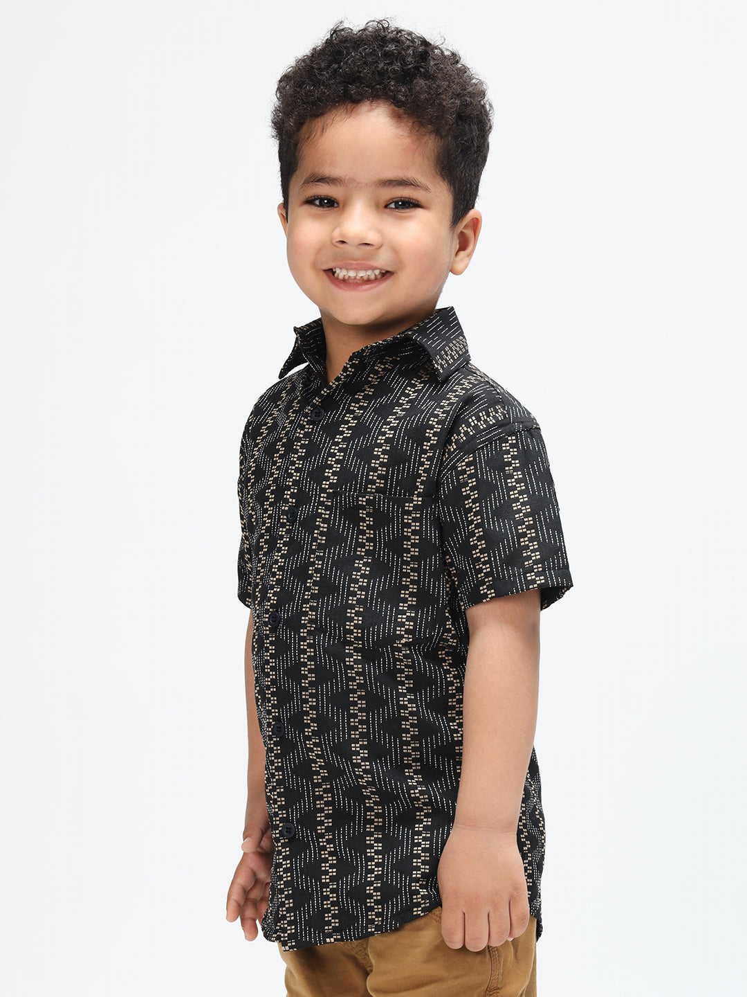 Boys Stylish Black Shirt Printed Casual Shirt