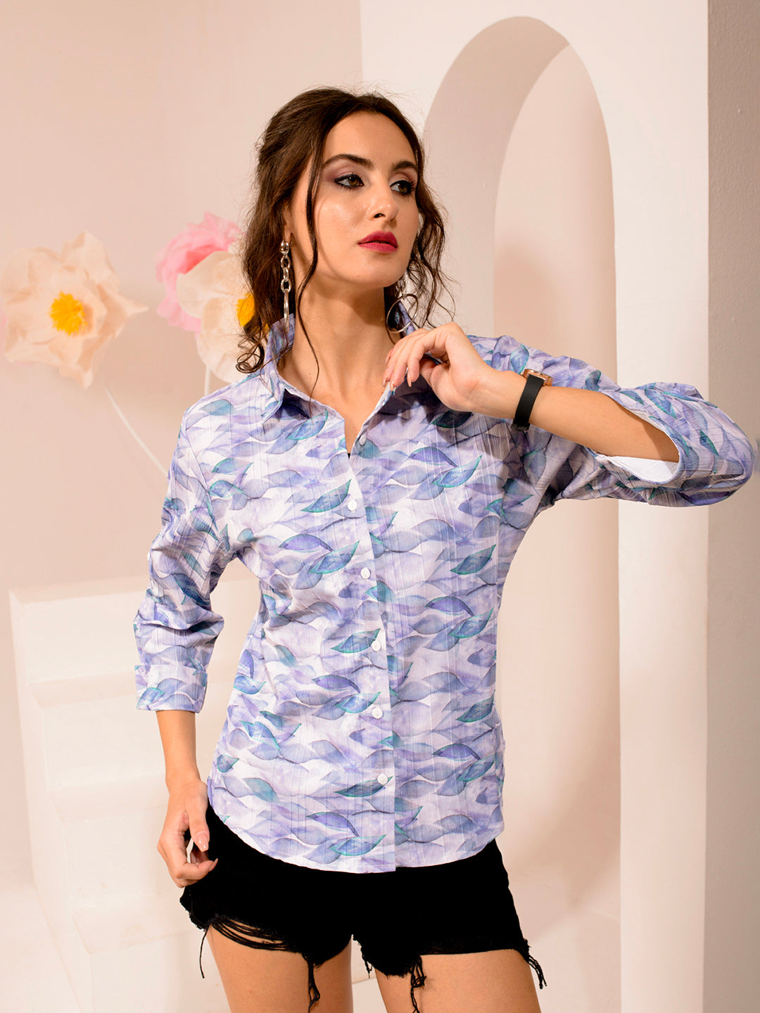 TANDUL  Women Regular Fit Printed Built-up Collar Casual Shirt