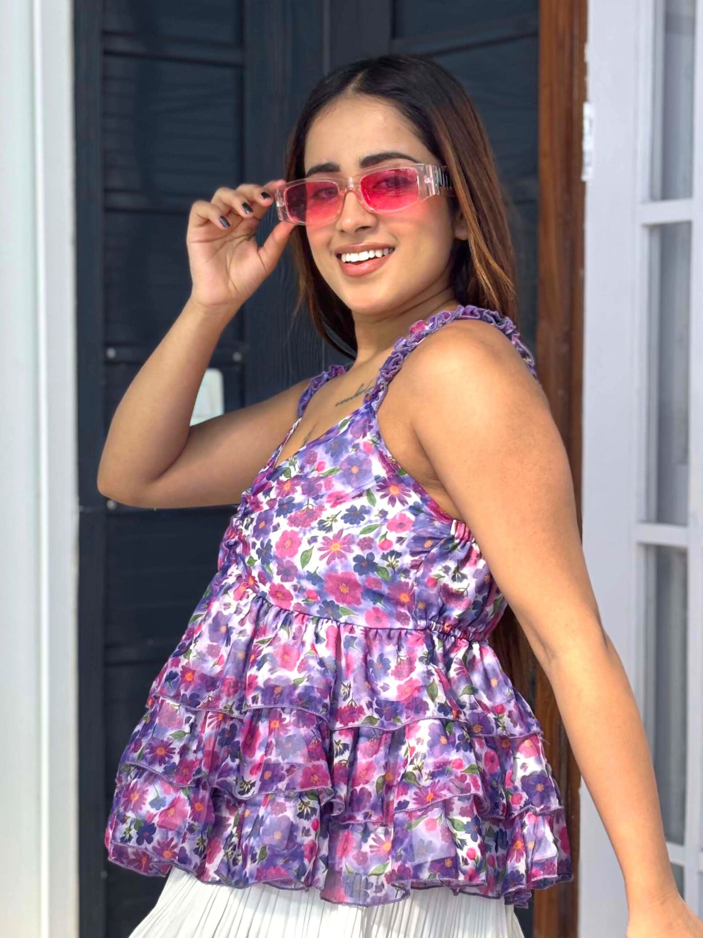 TANDUL Women Purple Floral Printed Top