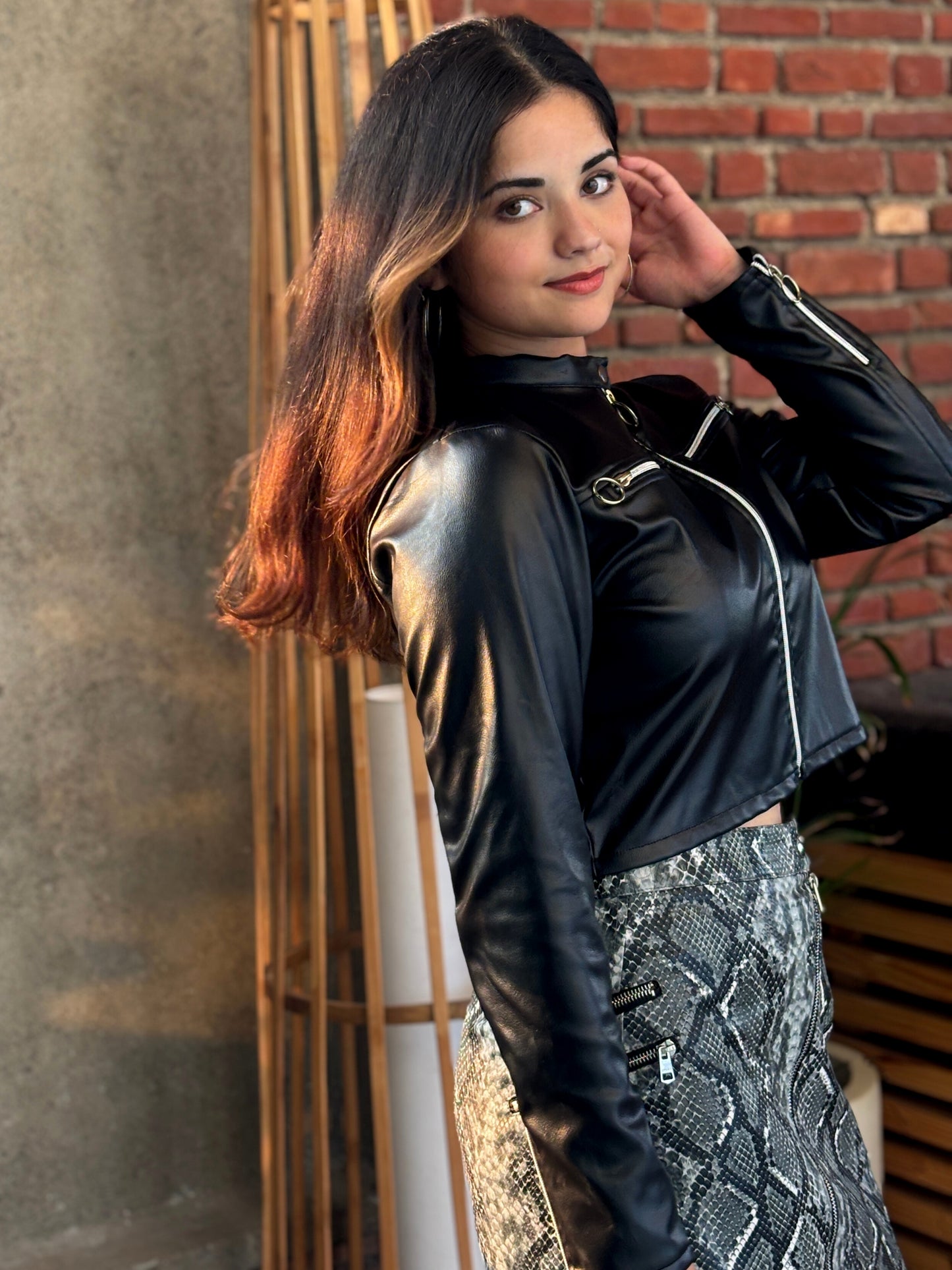 TANDUL Women Sleek Black Leather Jacket