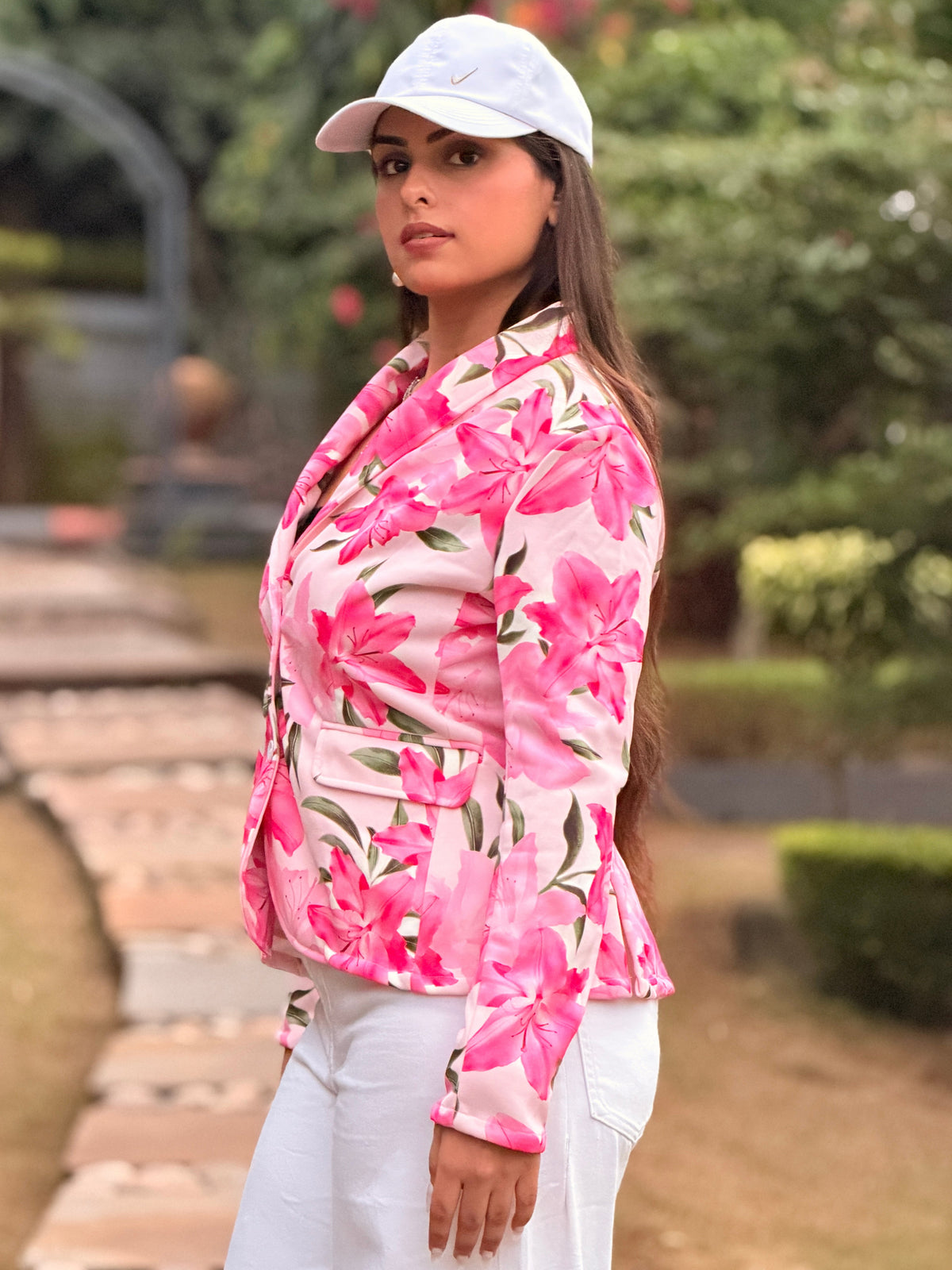 TANDUL Women Tropics Paradise Shavl-Collar Floral Blazer