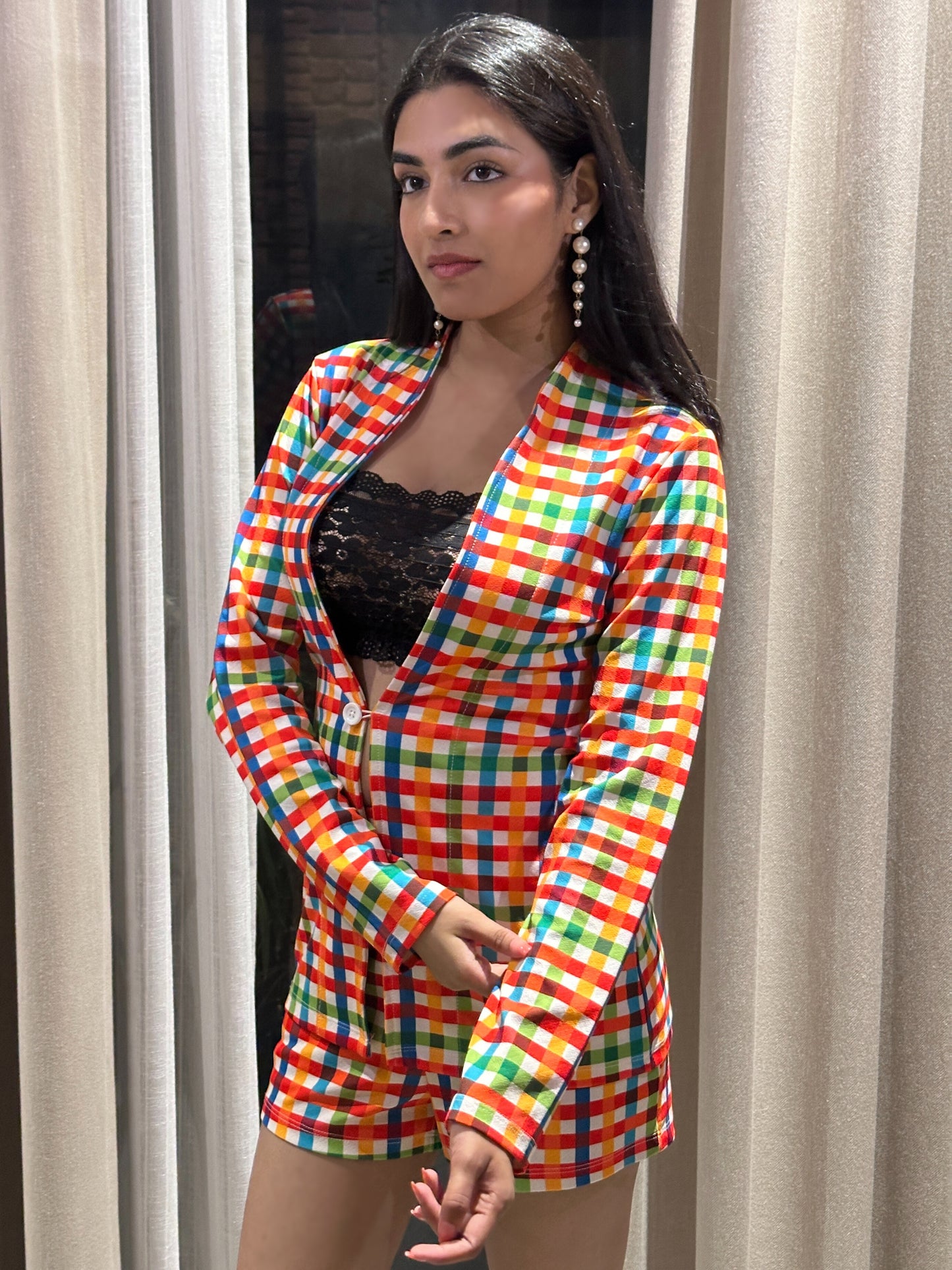TANDUL Vibrant Multicolor Checkered Co-ord Set