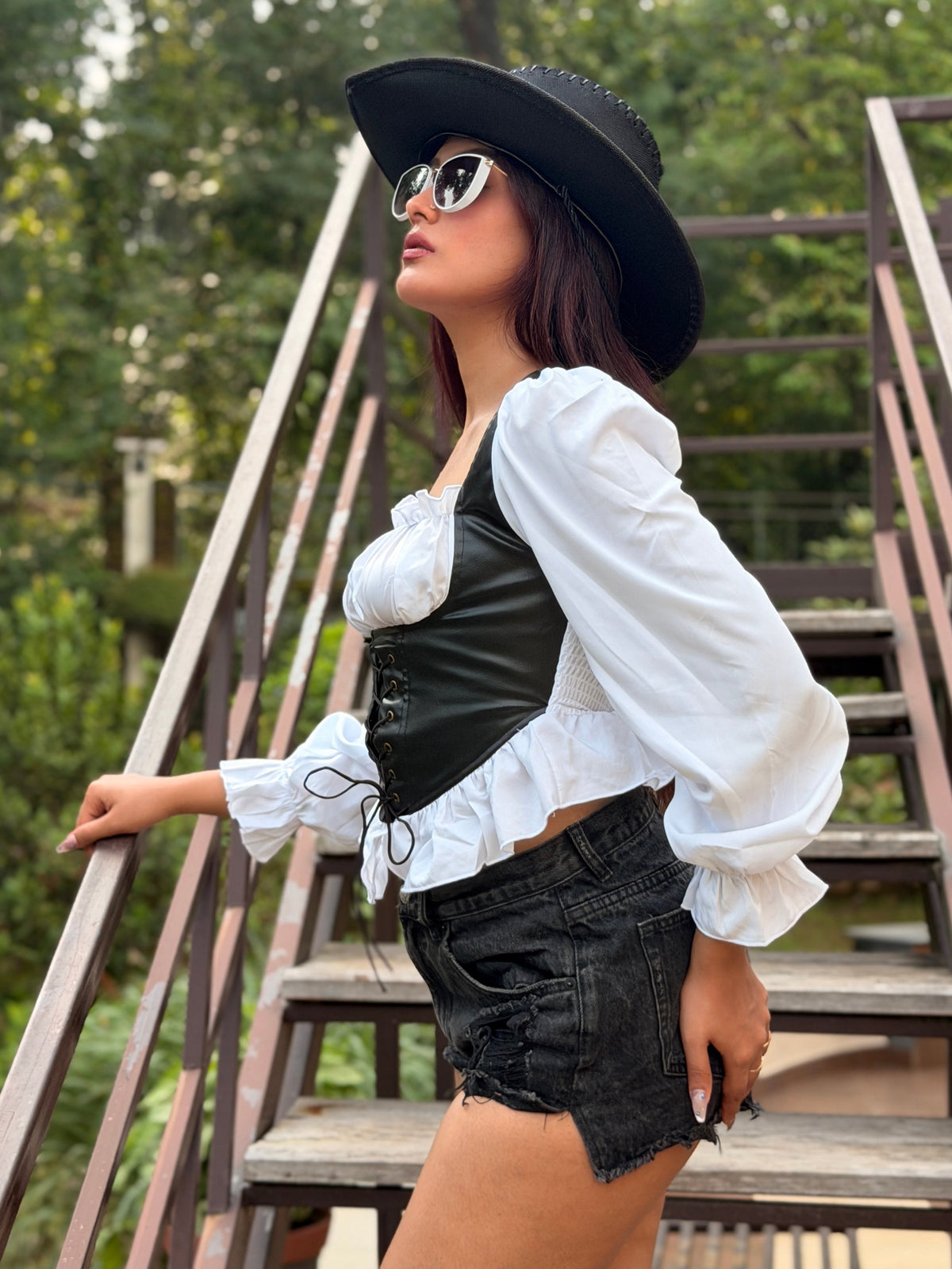 TANDUL Women Stylish White and Black top