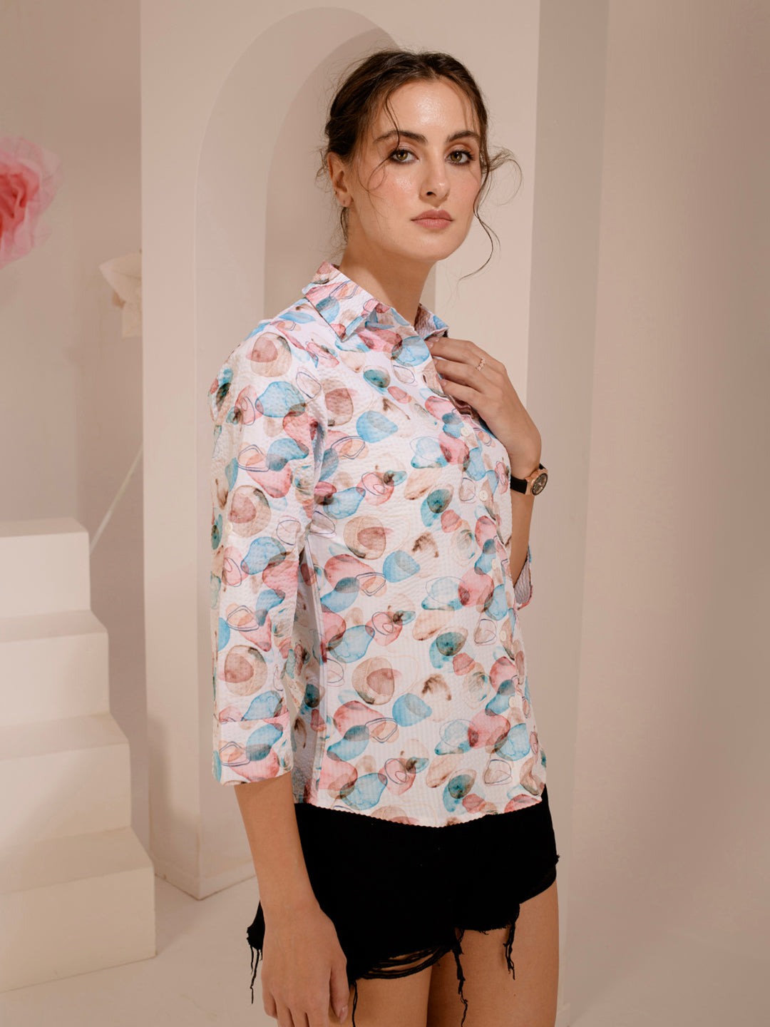 TANDUL  Women Regular Fit Printed Built-up Collar Casual Shirt