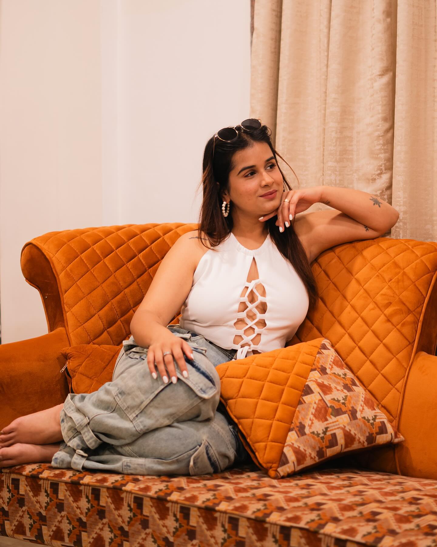 TANDUL  Casual Sleeveless Solid Women White Top