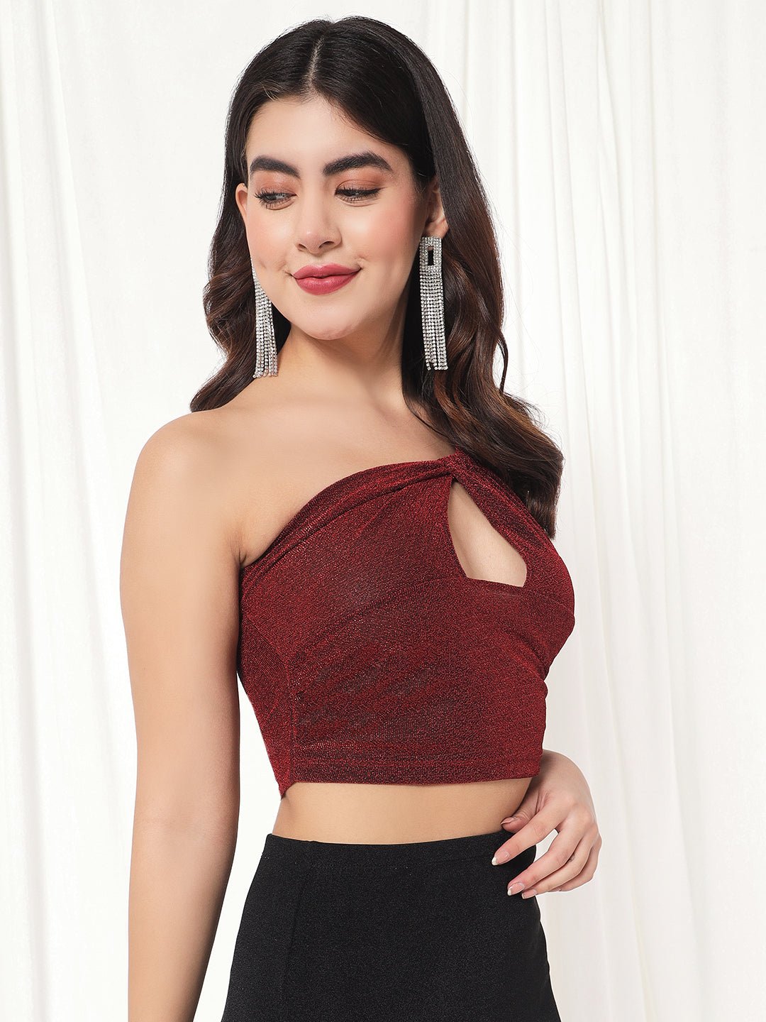 TANDUL  Casual Sleeveless Solid Women Maroon Top