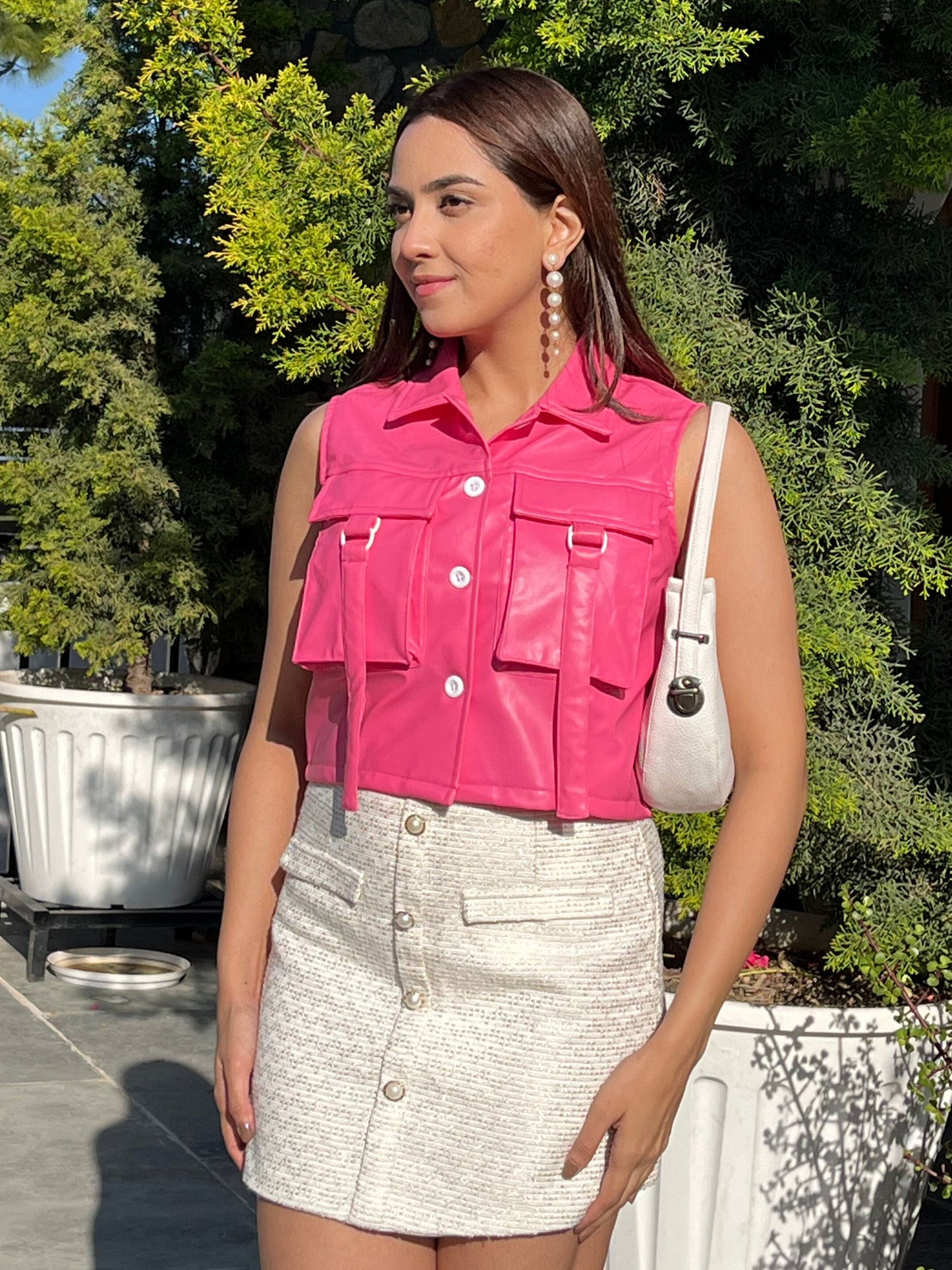 TANDUL Women Pink Leather Jacket