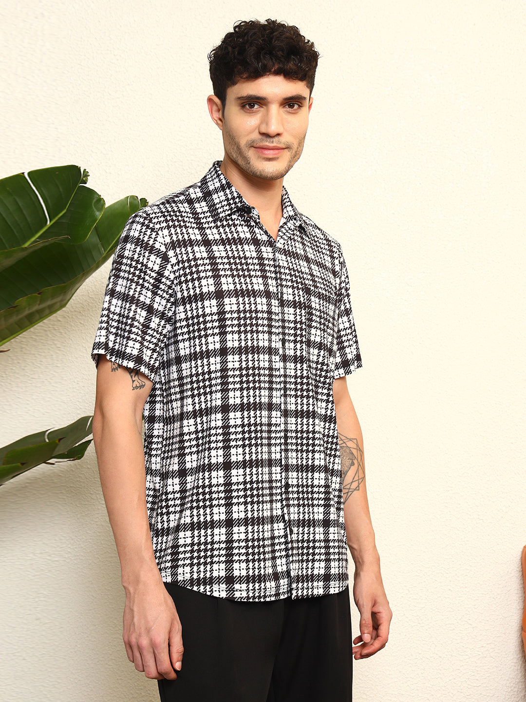 TANDUL Men's Classic Checkered Printed Shirt