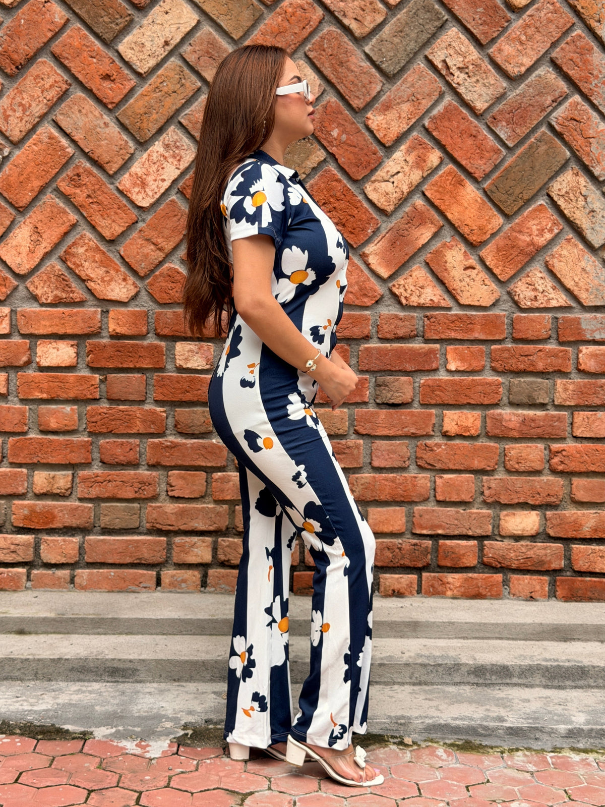 TANDUL Women Daisy Dream Short-Sleeve Wide Leg Jumpsuit
