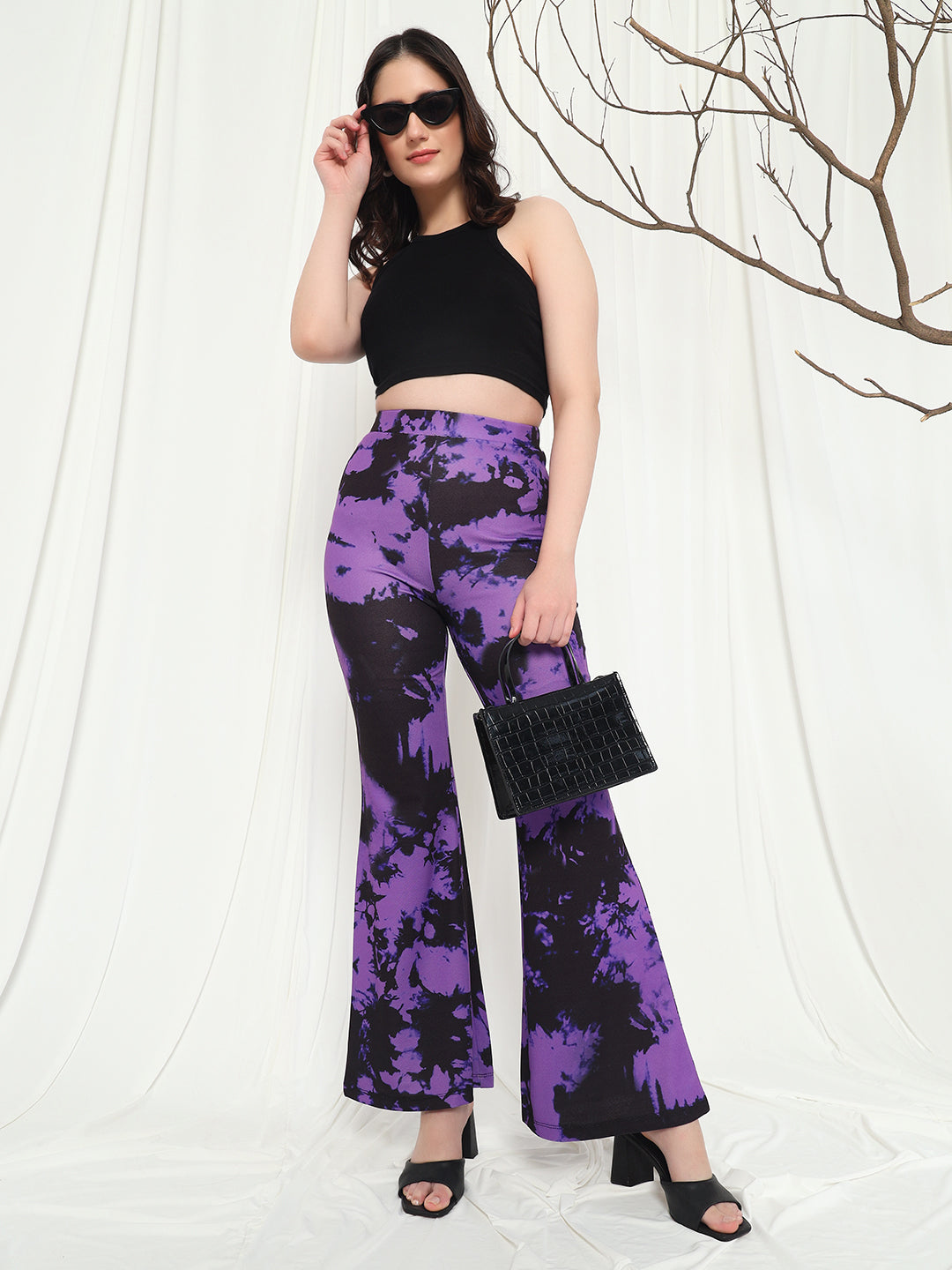 TANDUL  Women Regular Fit Purple Lycra Blend Trousers