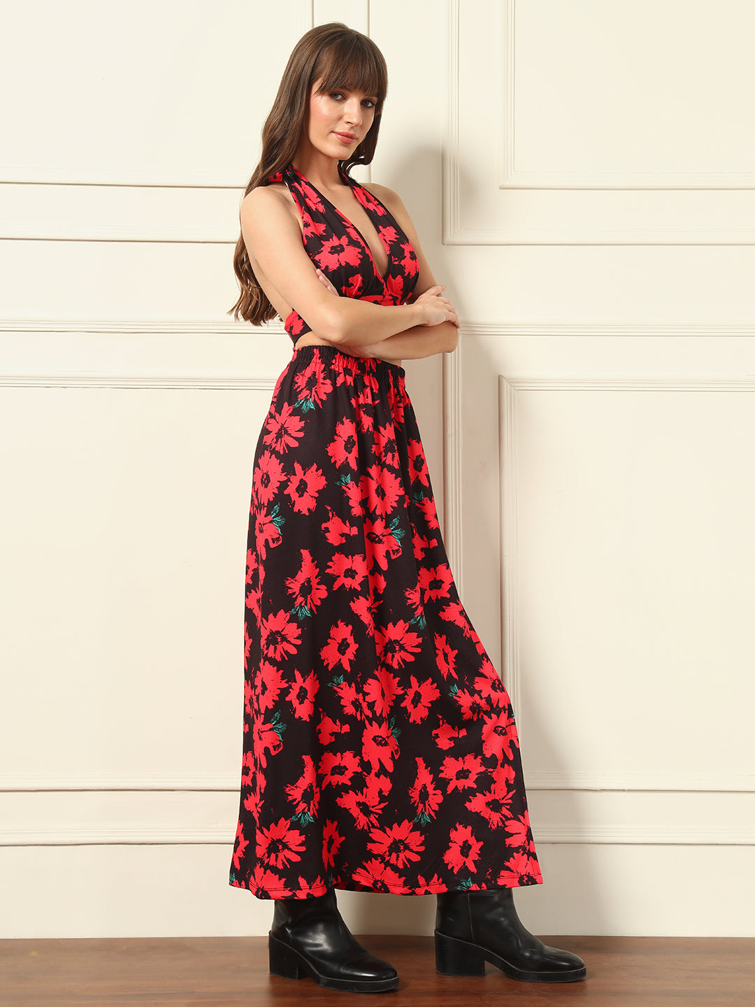 TANDUL Black and Red Floral Printed Co-ord Set