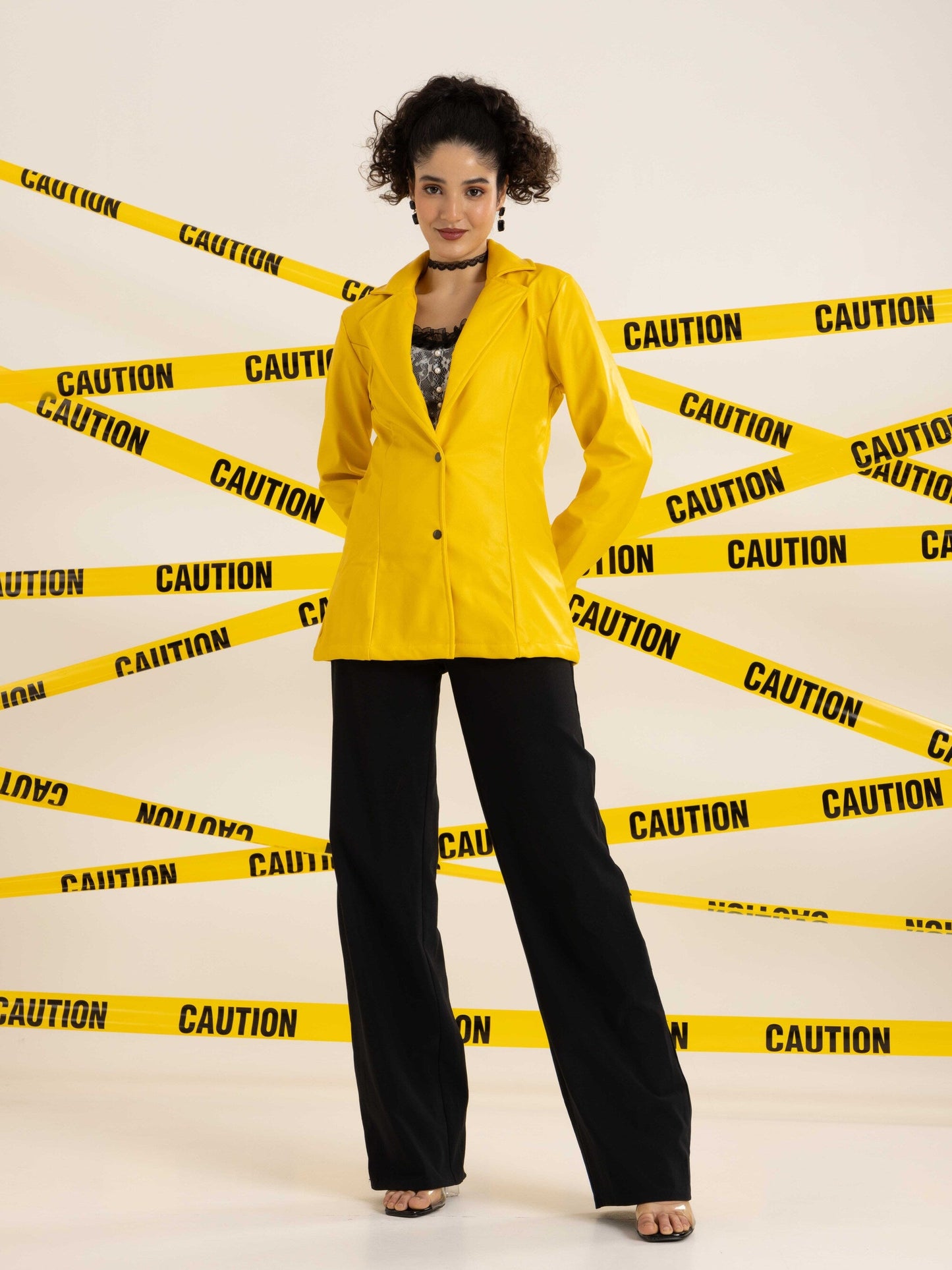 TANDUL Elegant Yellow Women Blazer