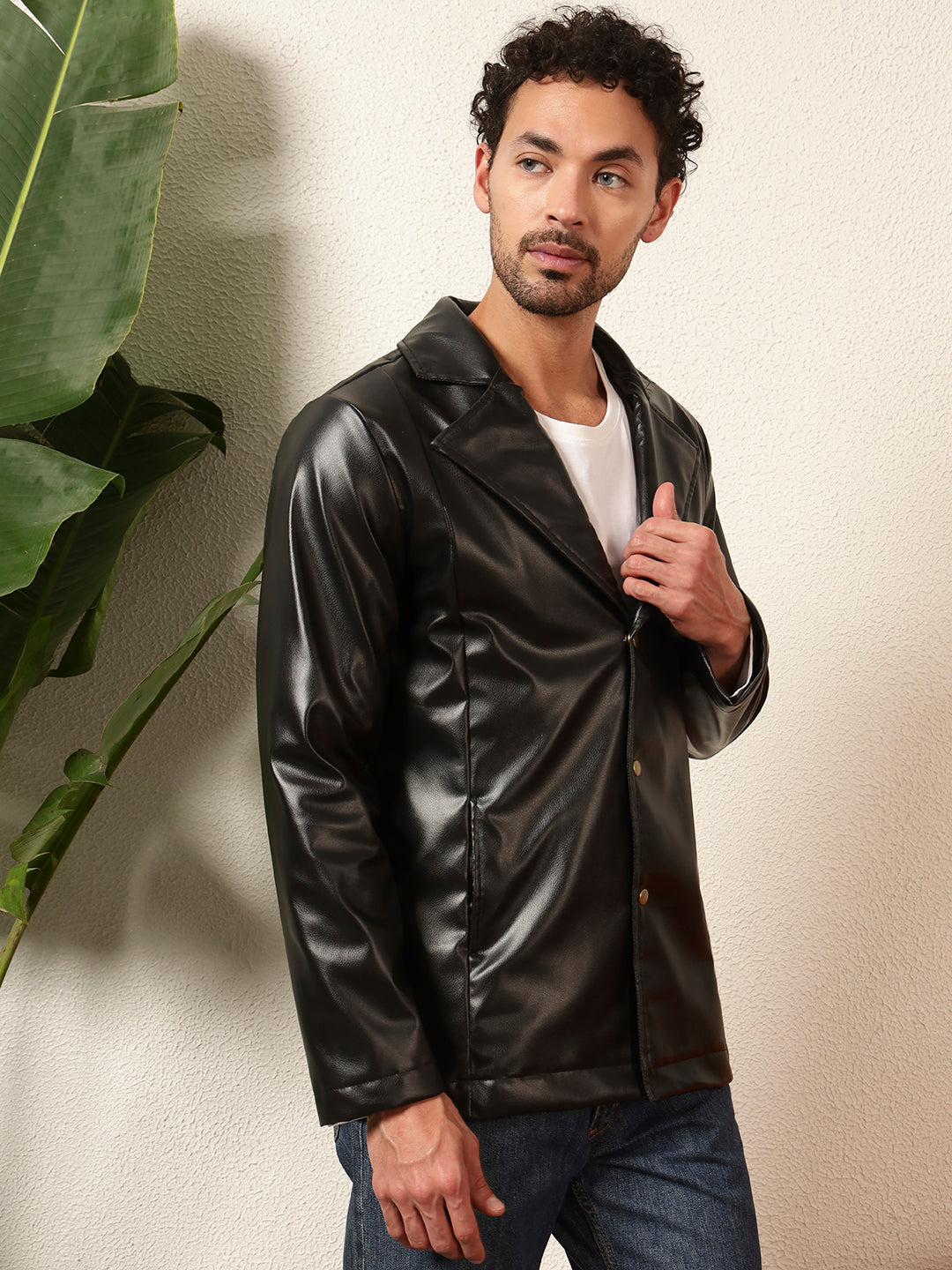 TANDUL Men's Solid Single Breasted Blazer