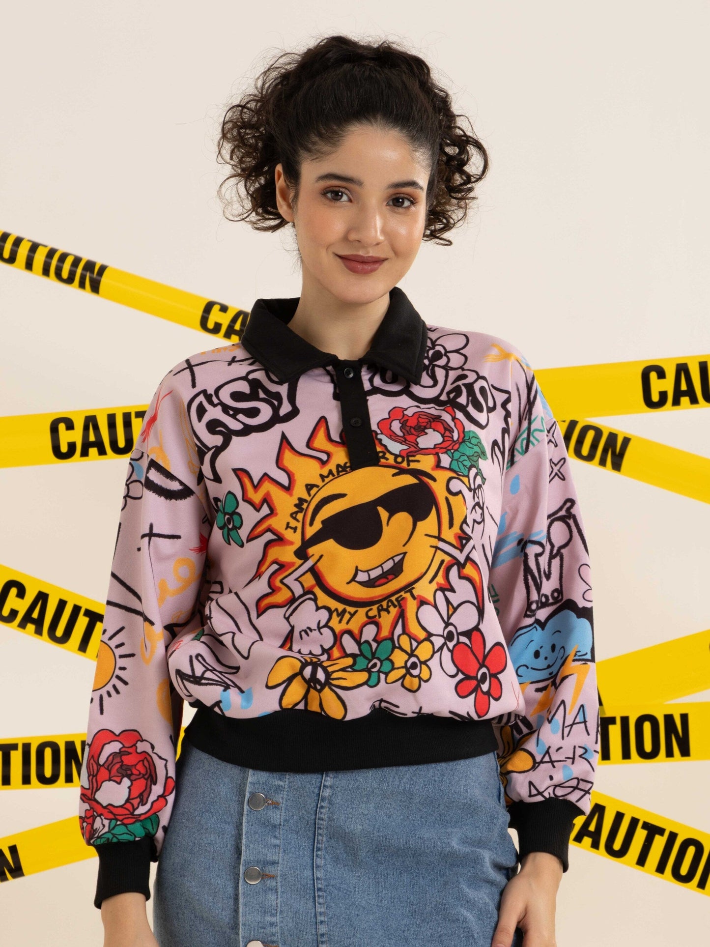 TANDUL Pink Printed Casual Sweatshirt