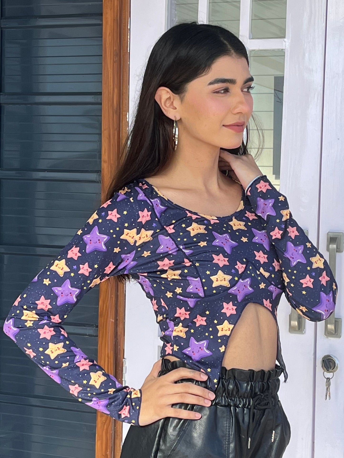 TANDUL Women Purple Star Printed Top