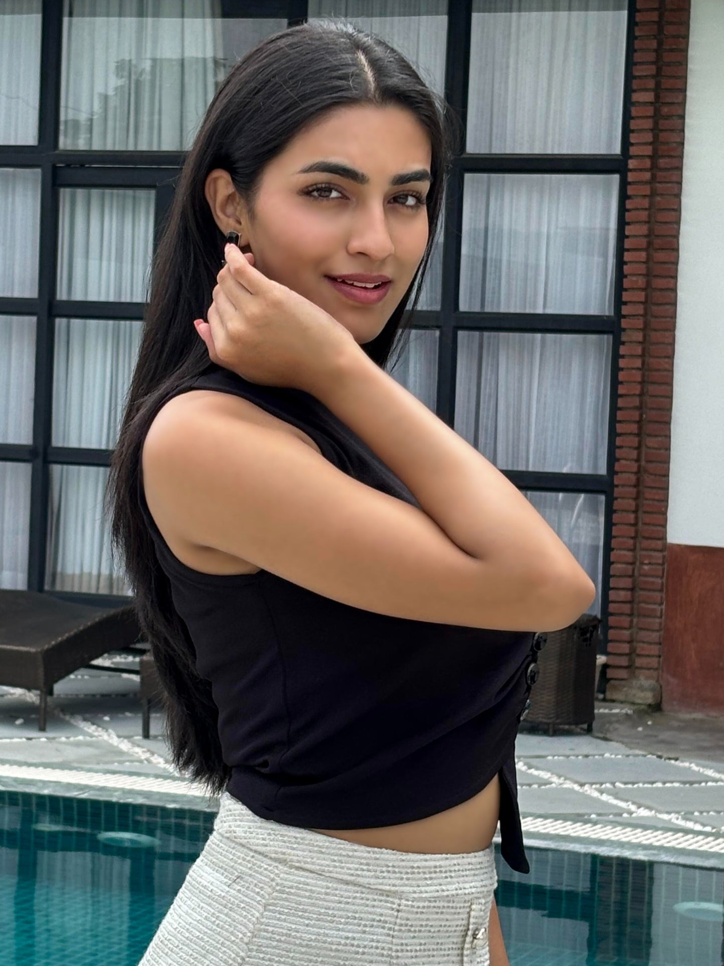 TANDUL Women Black Detailed Top