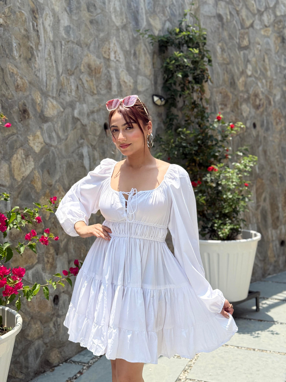 TANDUL Women White  Solid Flared Dress
