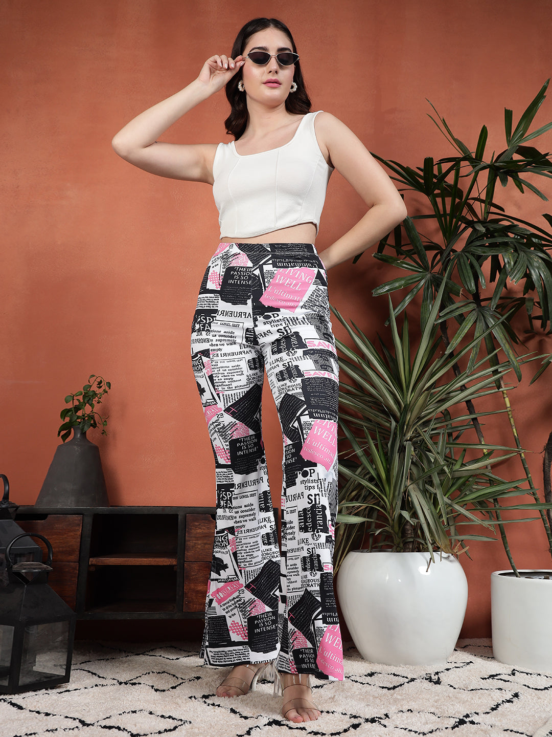 TANDUL Regular Fit Women Newspaper Printed Trousers