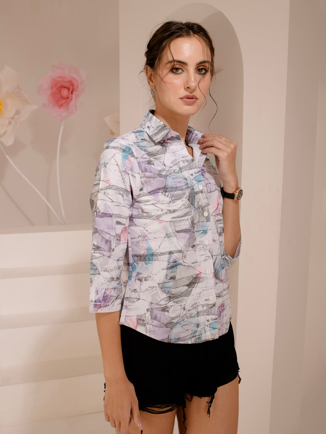 TANDUL  Women Regular Fit Printed Built-up Collar Casual Shirt