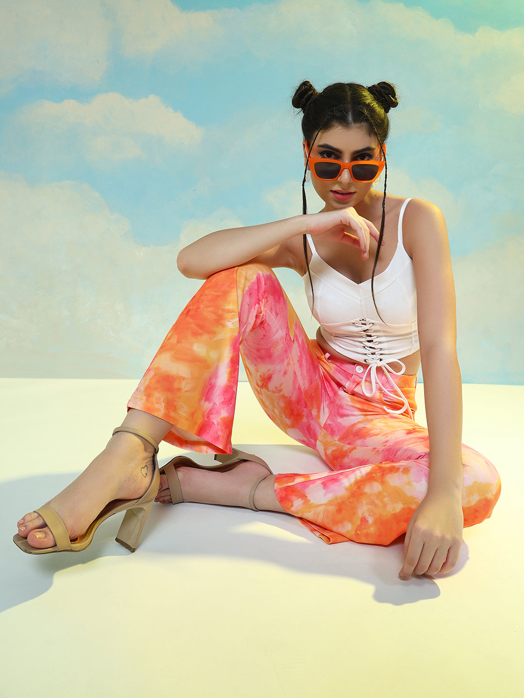 TANDUL  Women Regular Fit Multicolor Lycra Blend Trousers