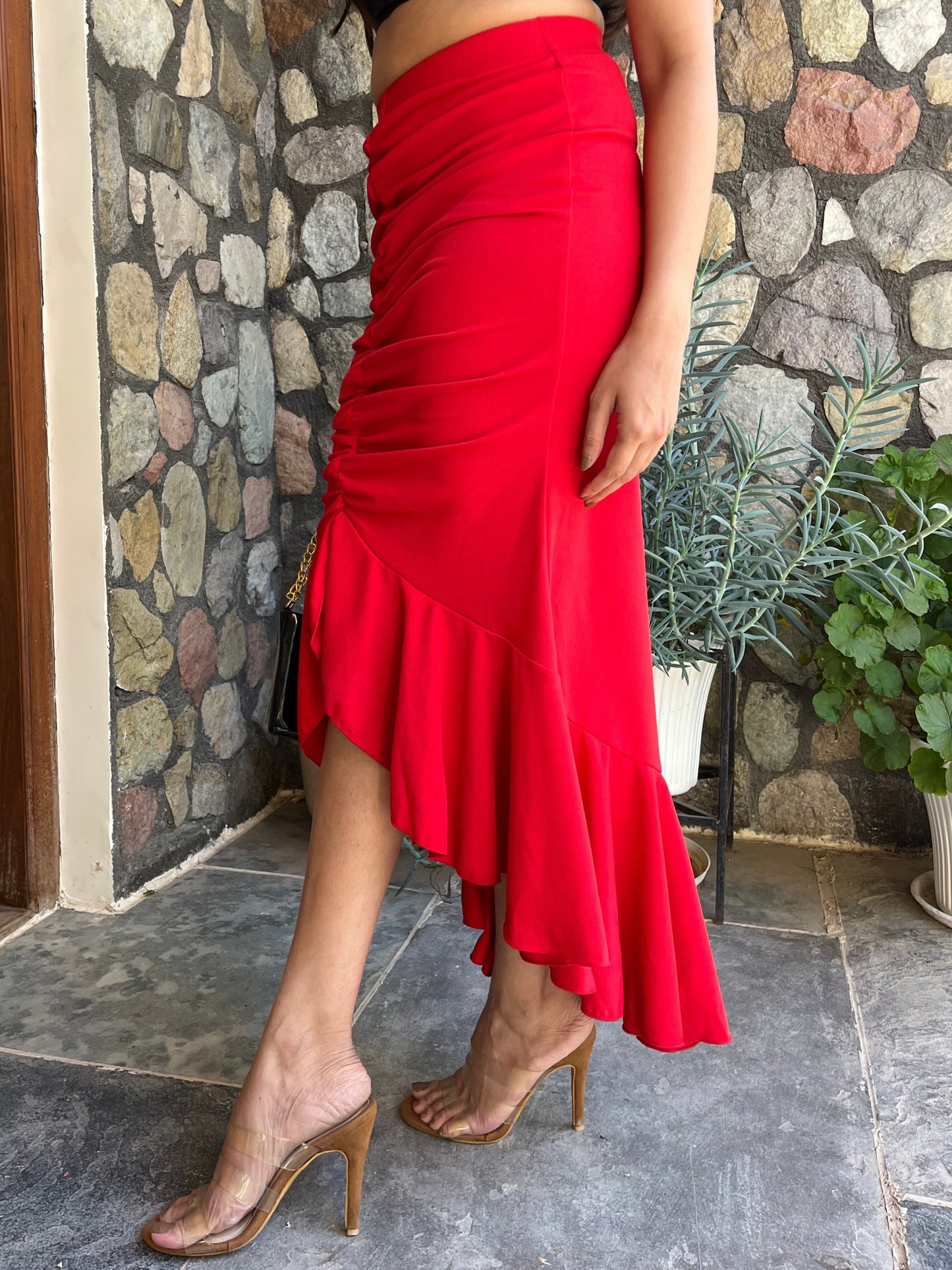 TANDUL Women Stunning Red Skirt