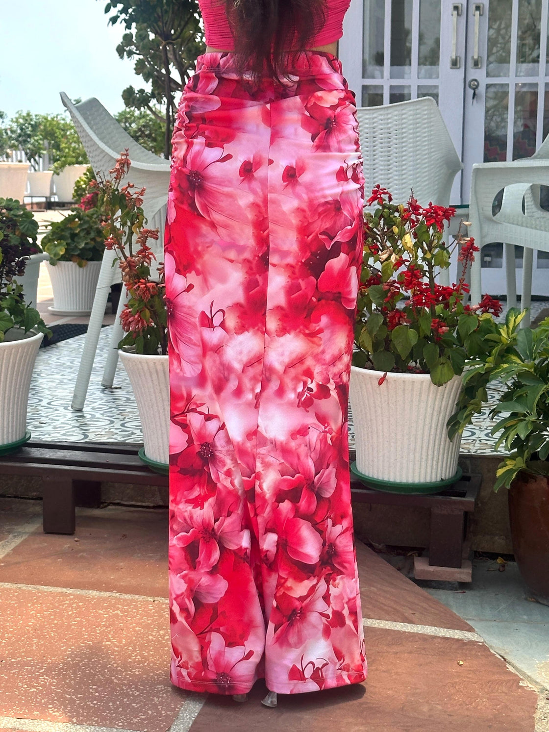 TANDUL Women Stunning Pink Floral Skirt