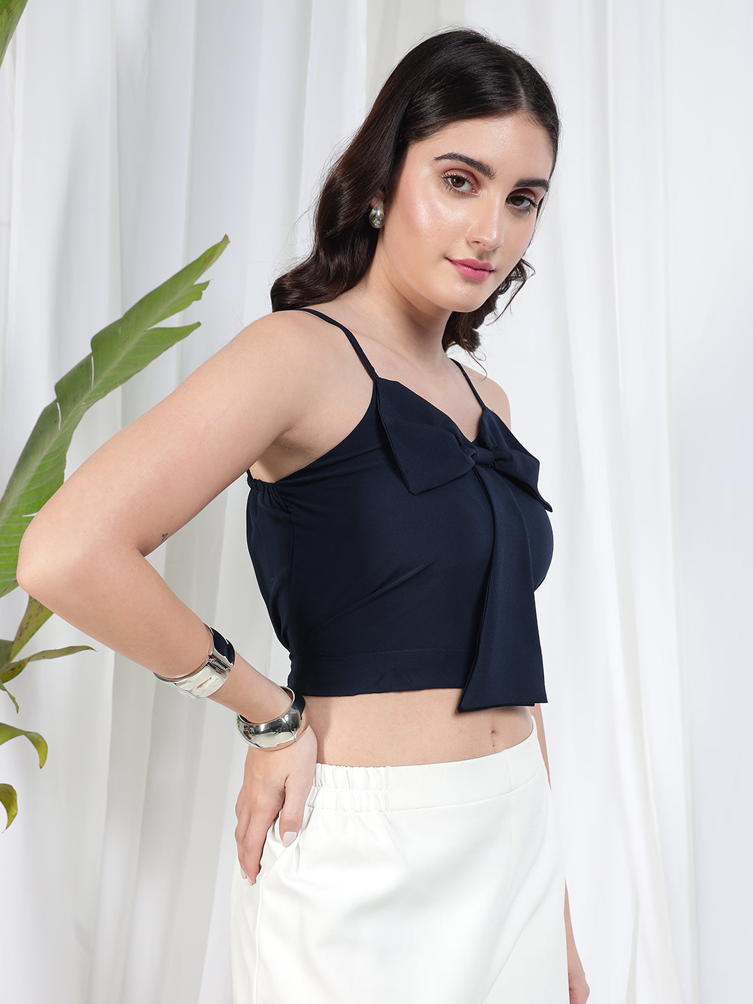 Casual Sleeveless Solid Women Blue Top