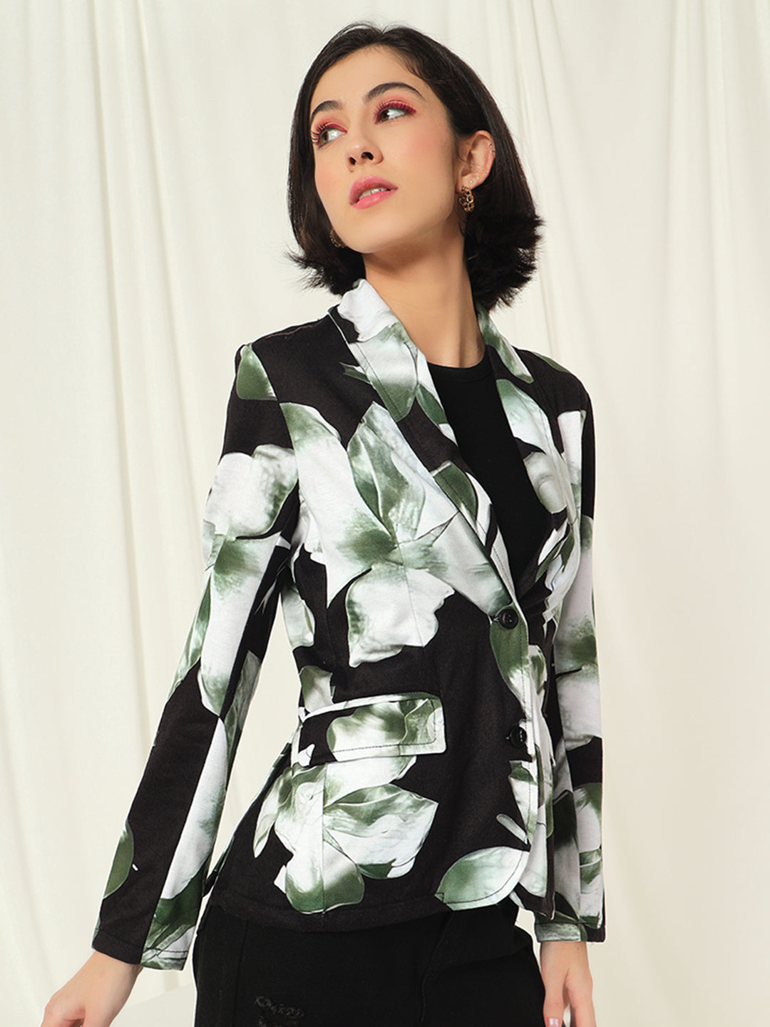 TANDUL  Fleece Floral Print Coat For Women