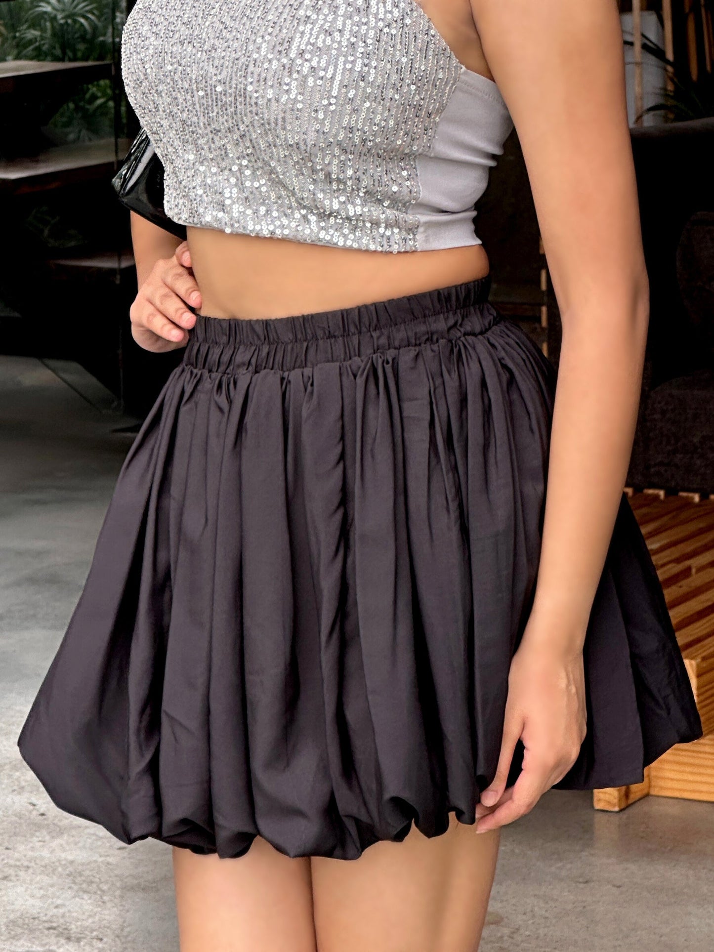 TANDUL Women Black Balloon Skirt